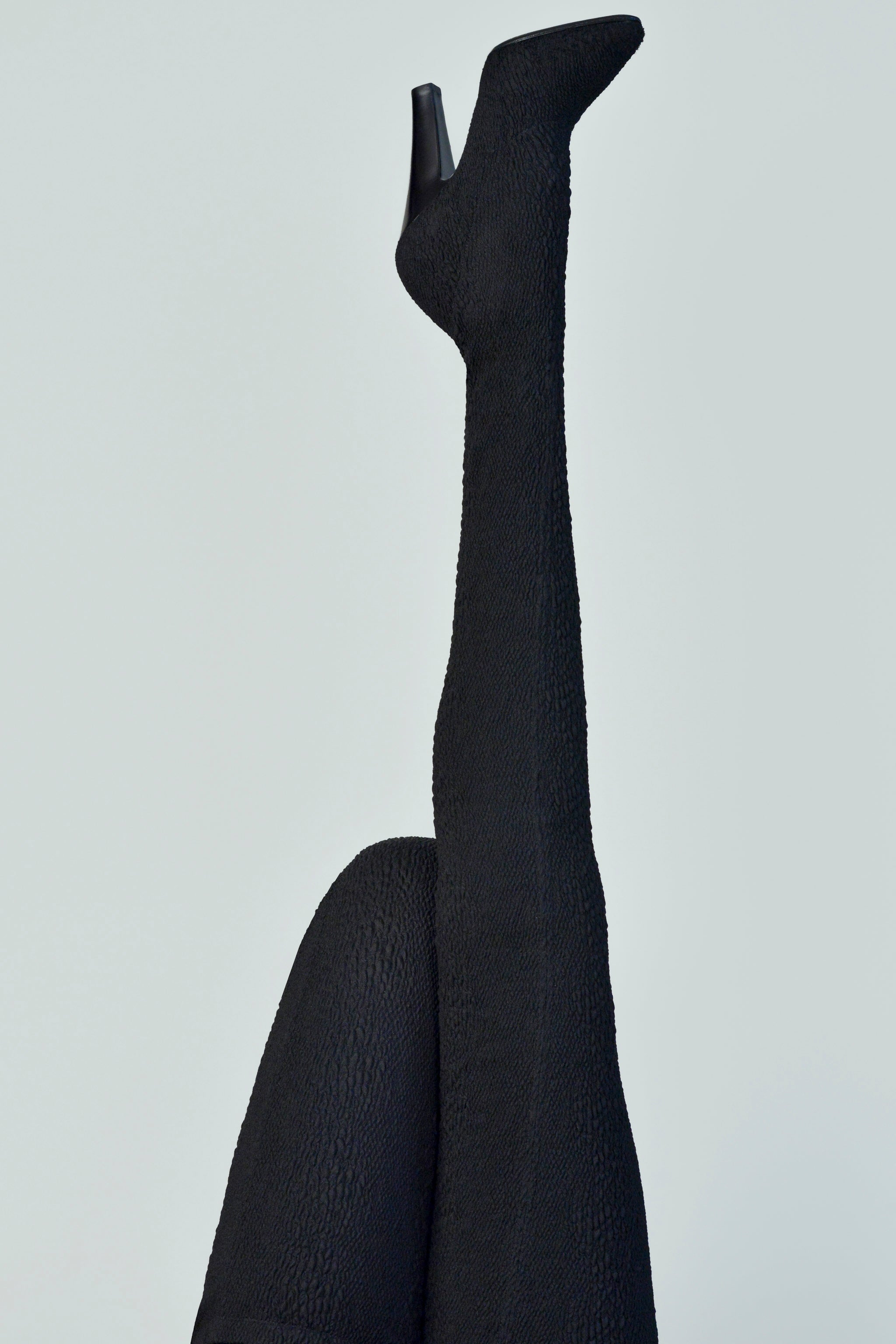 SAINT LAURENT PARIS BLACK  KOLLER STRETCH CLOQUE THIGH HIGH SOCK BOOTS