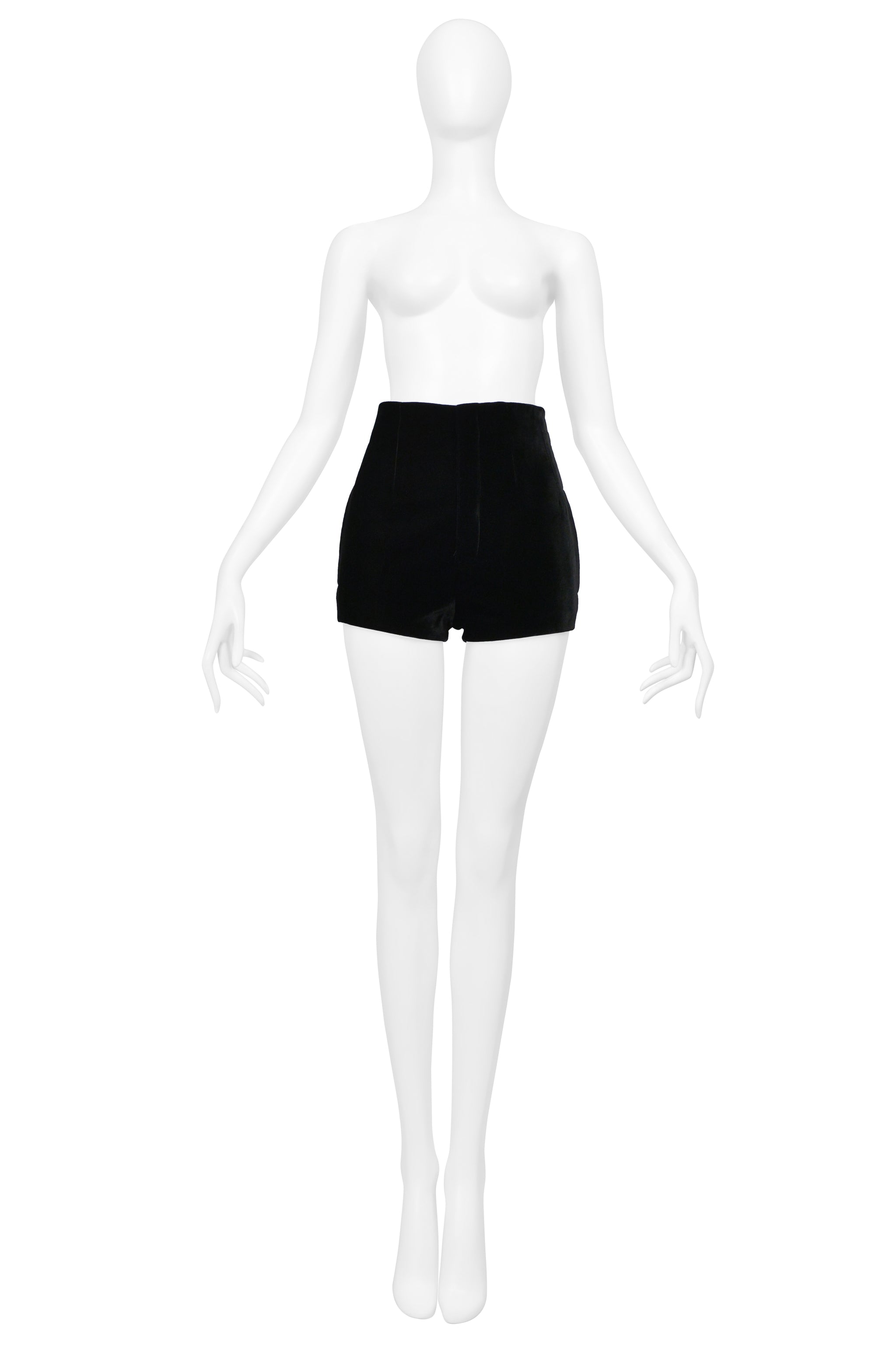 SAINT LAURENT PARIS BLACK VELVET MINI SHORTS 2021