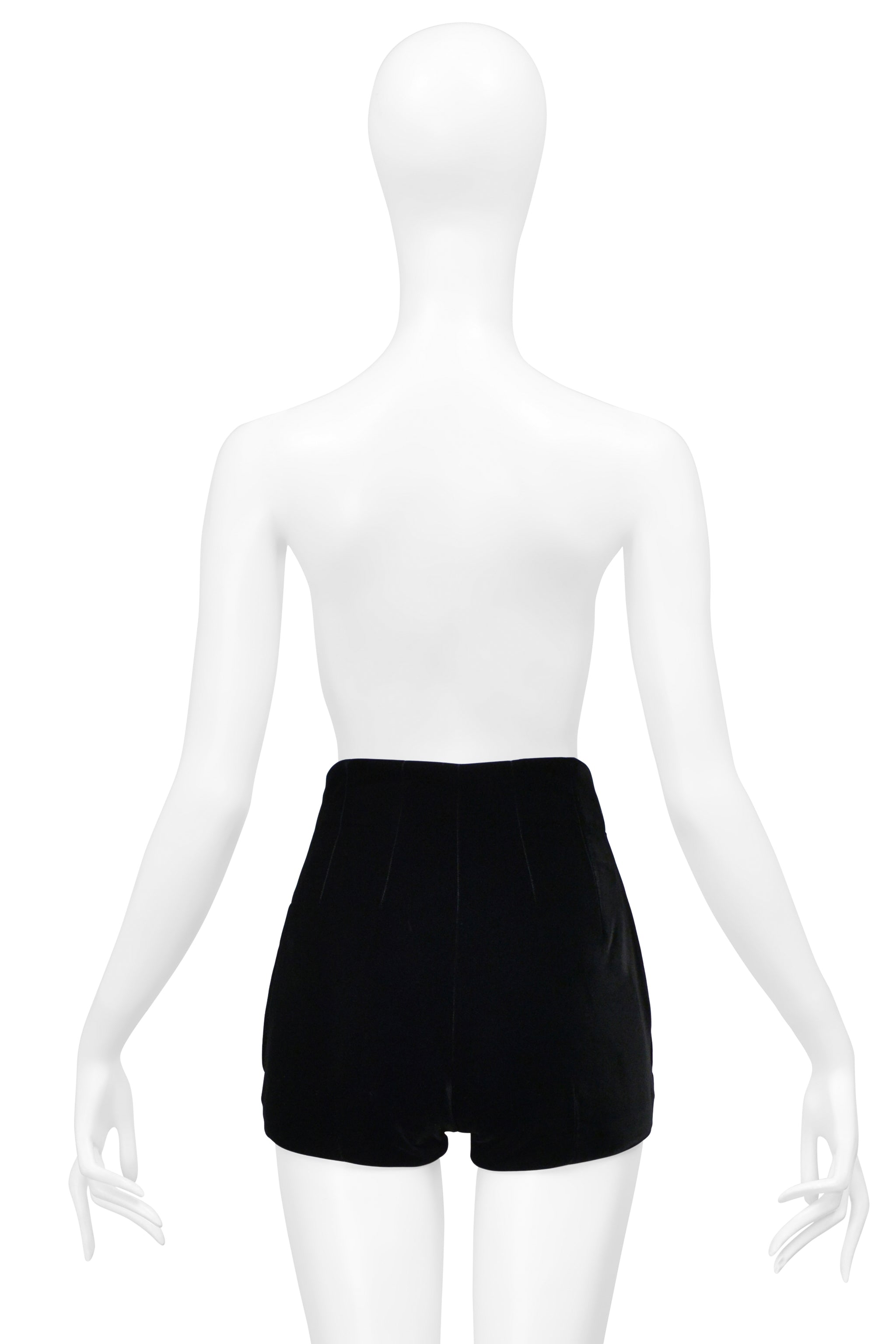 SAINT LAURENT PARIS BLACK VELVET MINI SHORTS 2021