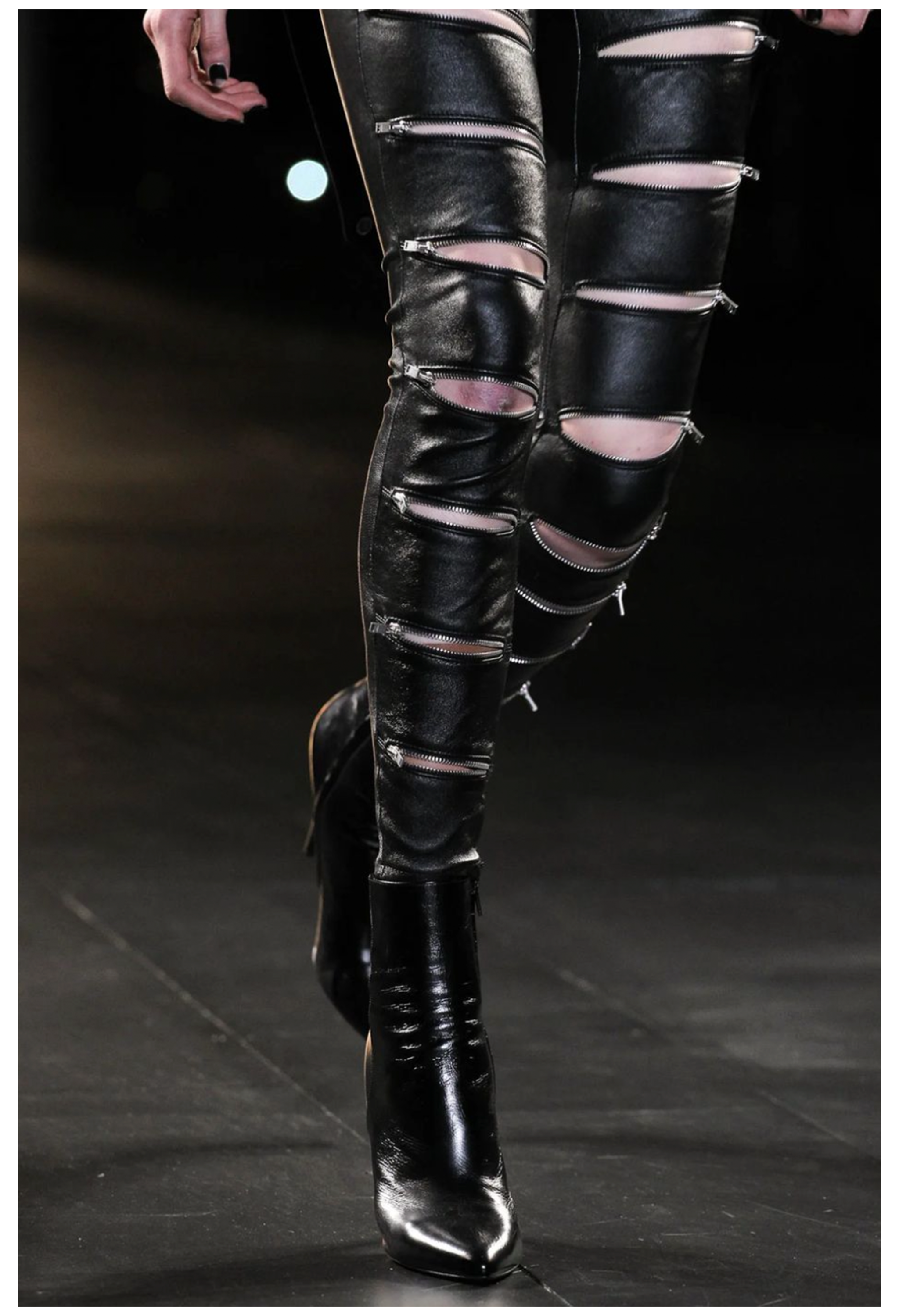 SAINT LAURENT PARIS BY HEDI SLIMANE BLACK LEATHER PANTS SLITS