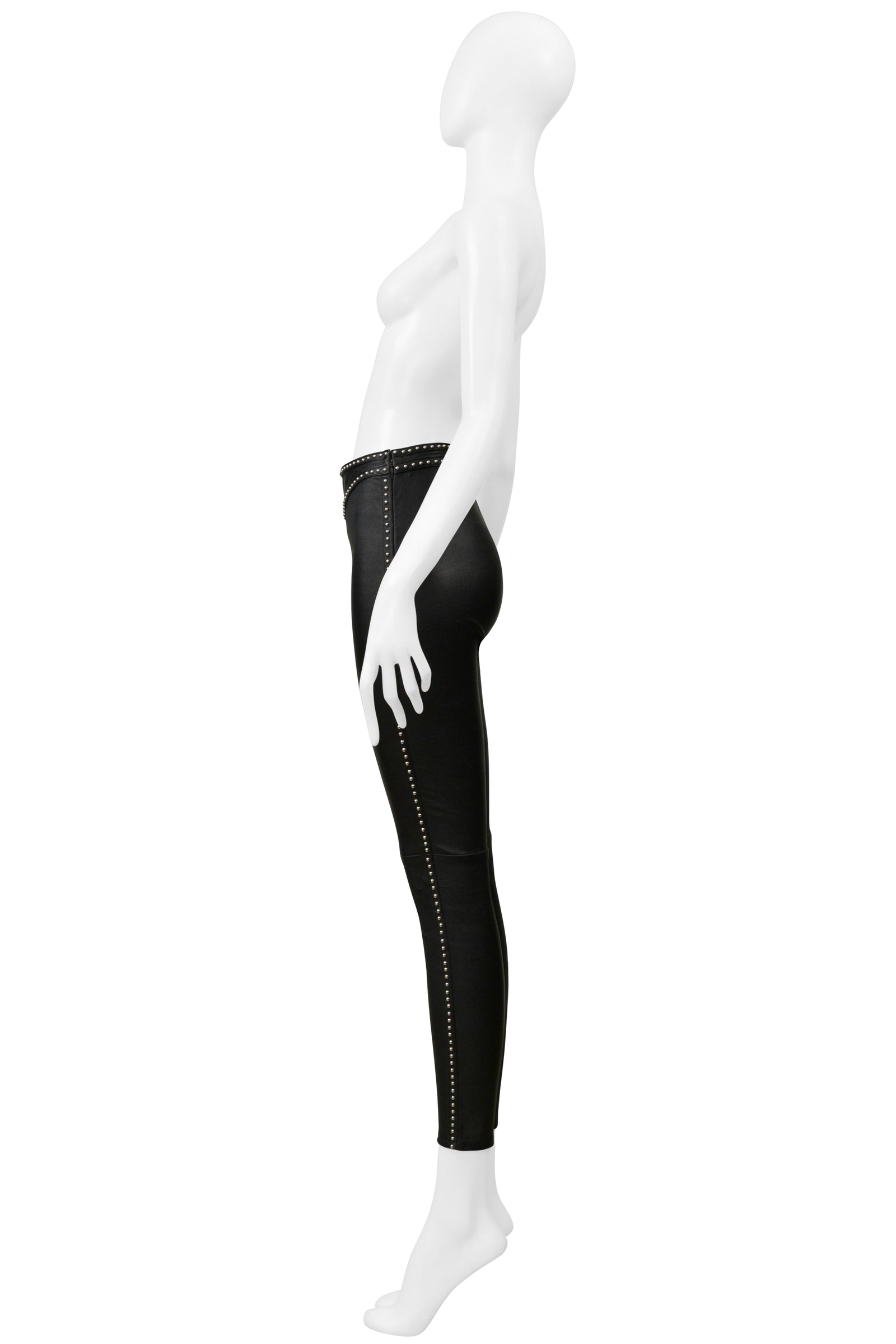 パンツ SAINT LAURENT knee crash studs pants SAINT LAURENT PARIS BLACK LEATHER ROCK-N-ROLL PANTS WITH STUDS