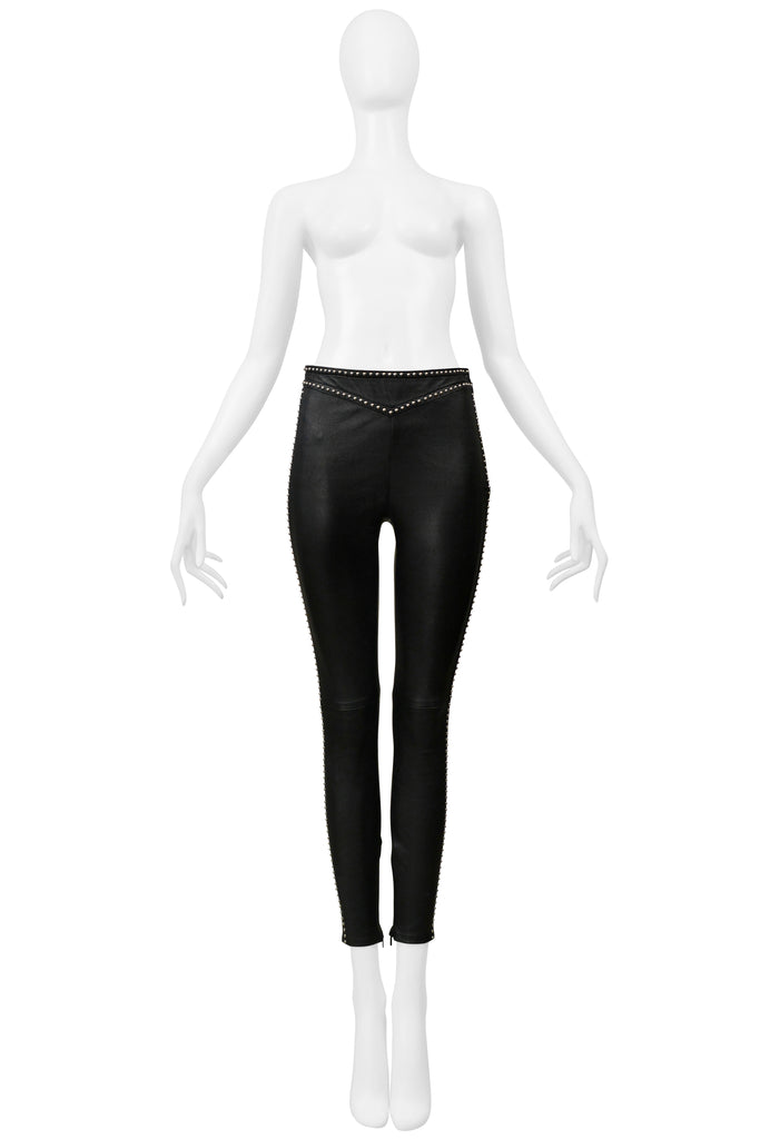 パンツ SAINT LAURENT knee crash studs pants SAINT LAURENT PARIS BLACK LEATHER ROCK-N-ROLL PANTS WITH STUDS