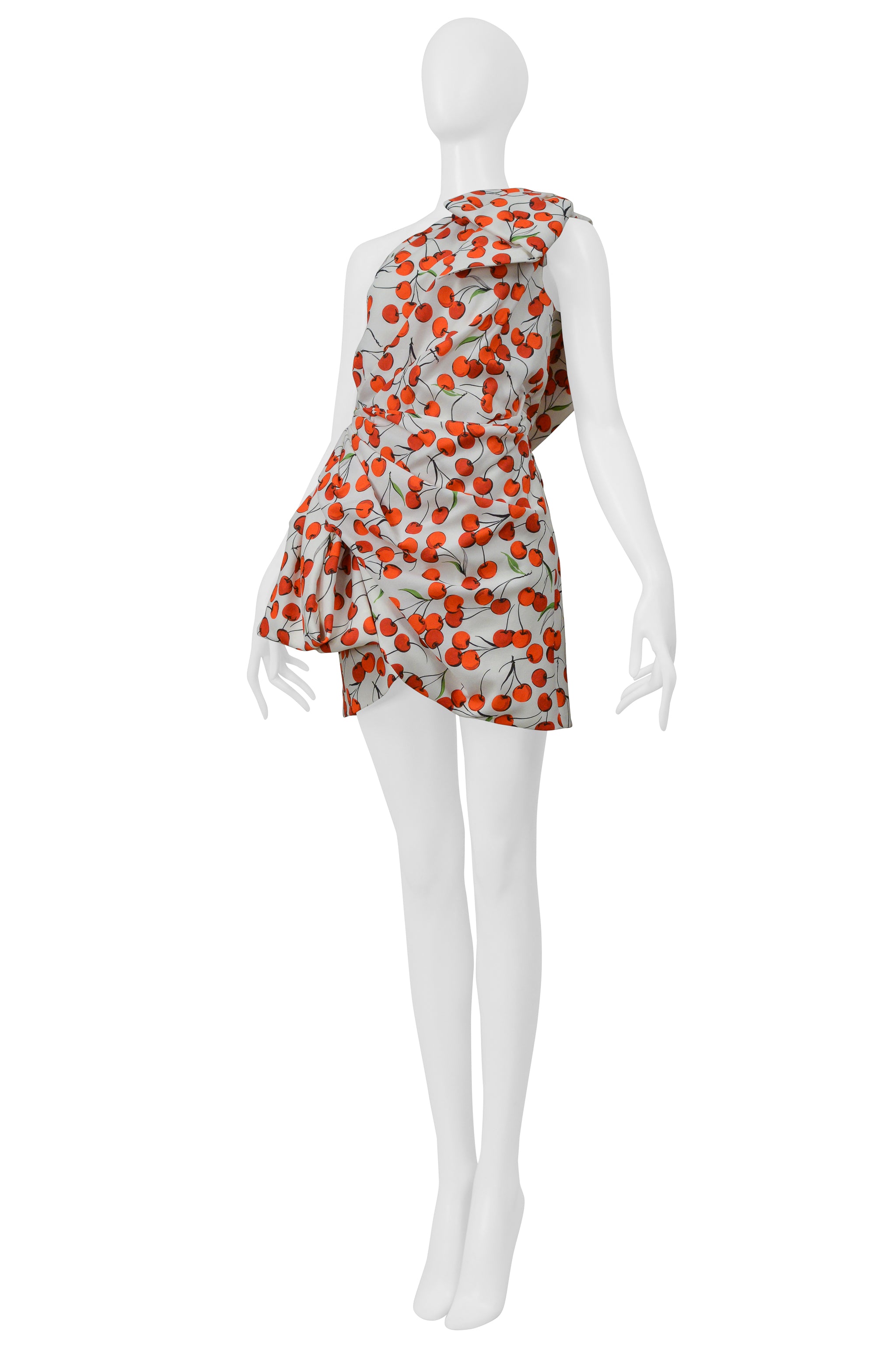 SAINT LAURENT PARIS CHERRY PRINT DRESS