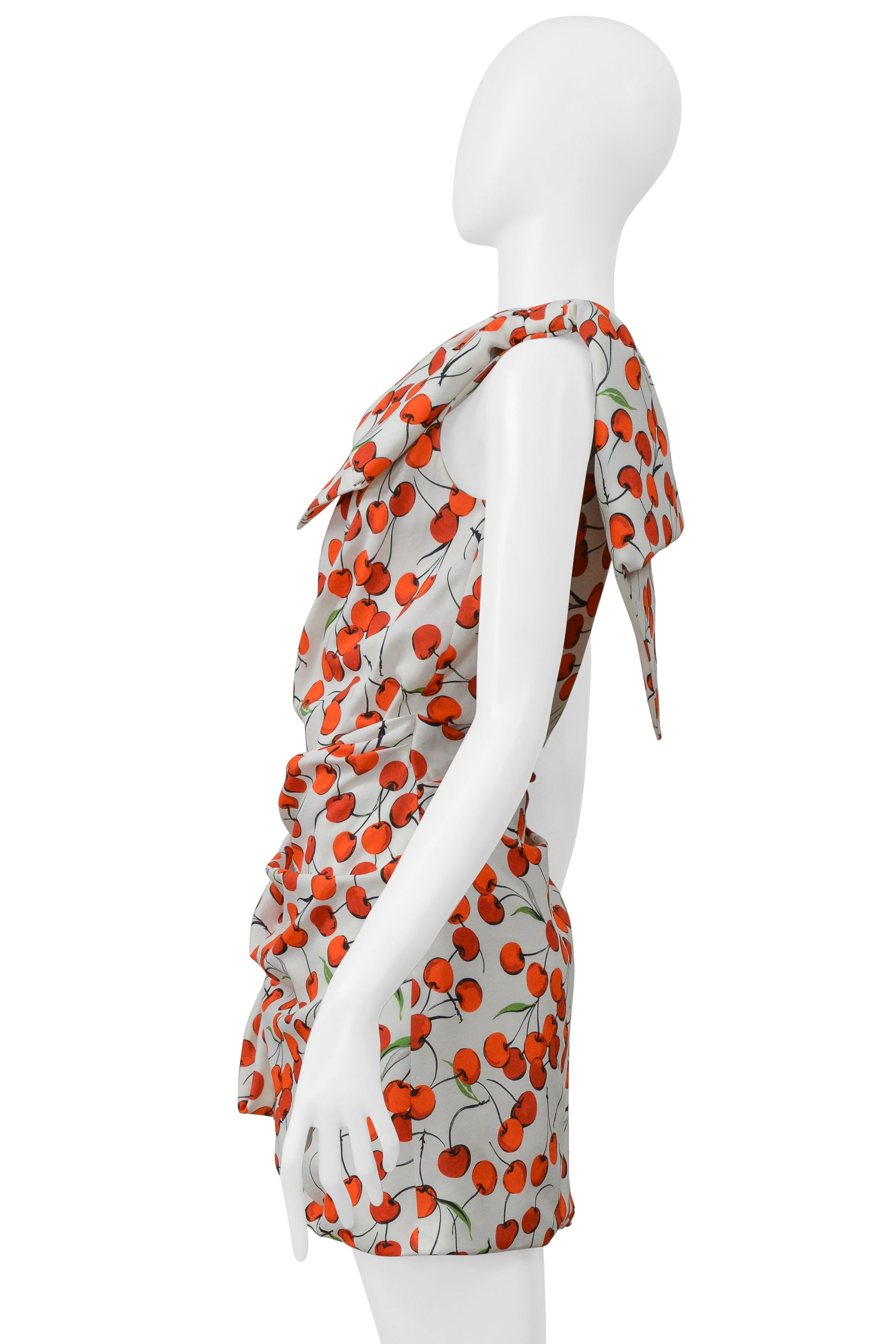 SAINT LAURENT PARIS CHERRY PRINT DRESS