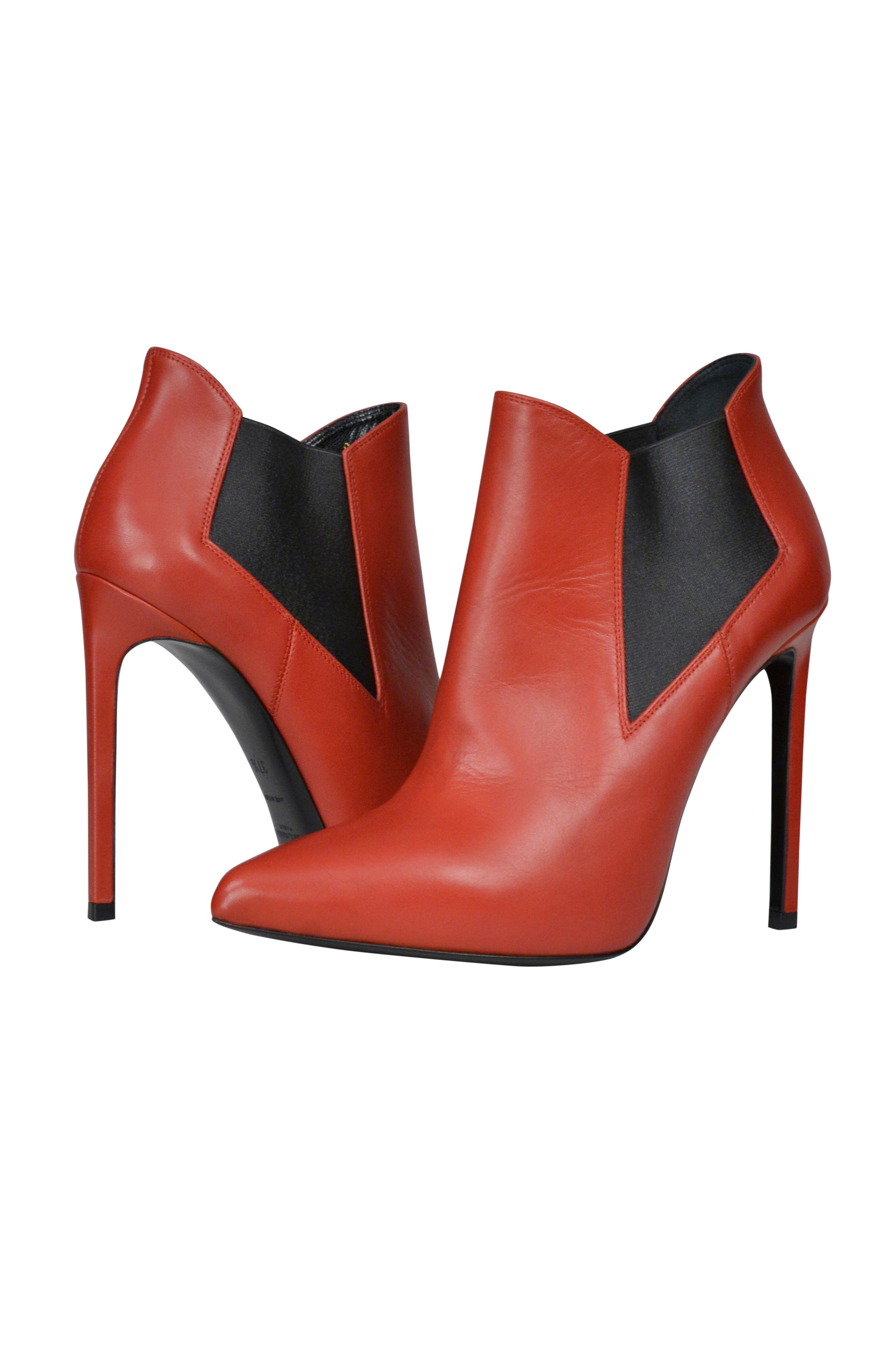 SAINT LAURENT PARIS RED ANKLE BOOTS