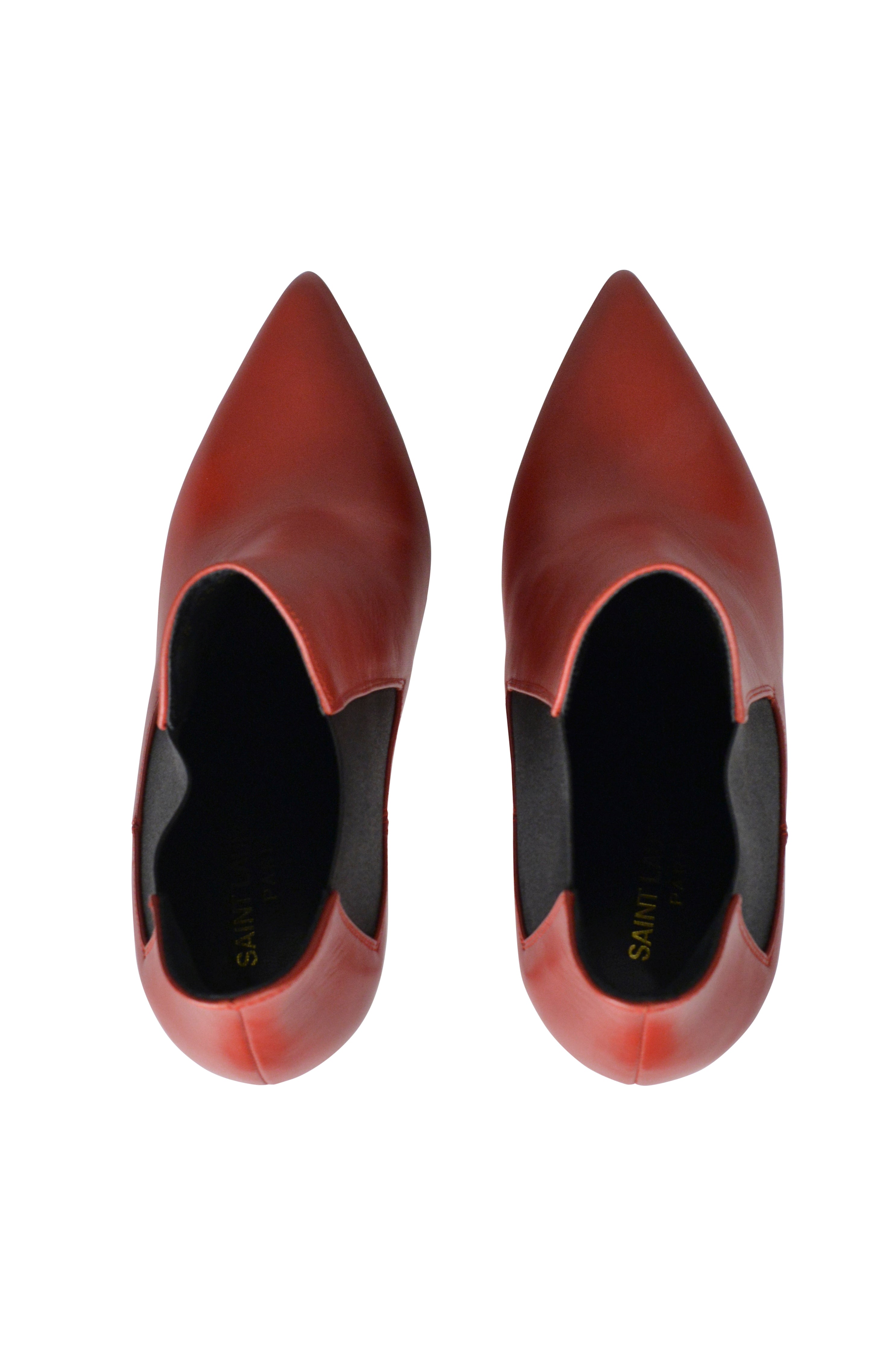 SAINT LAURENT PARIS RED ANKLE BOOTS