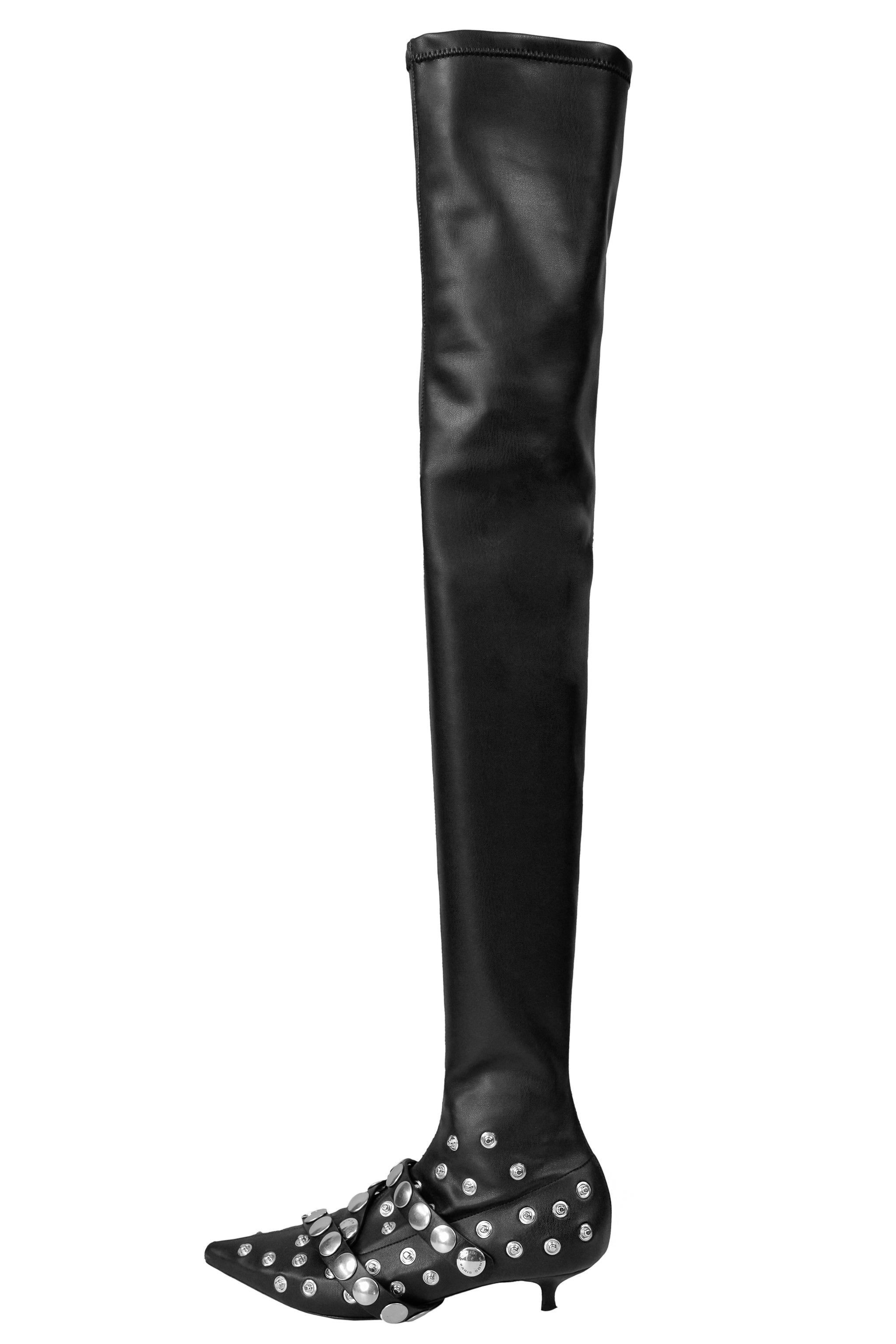 SONIA RYKIEL BLACK LEATHER THIGH HIG BOOTS WITH STUDS 2018