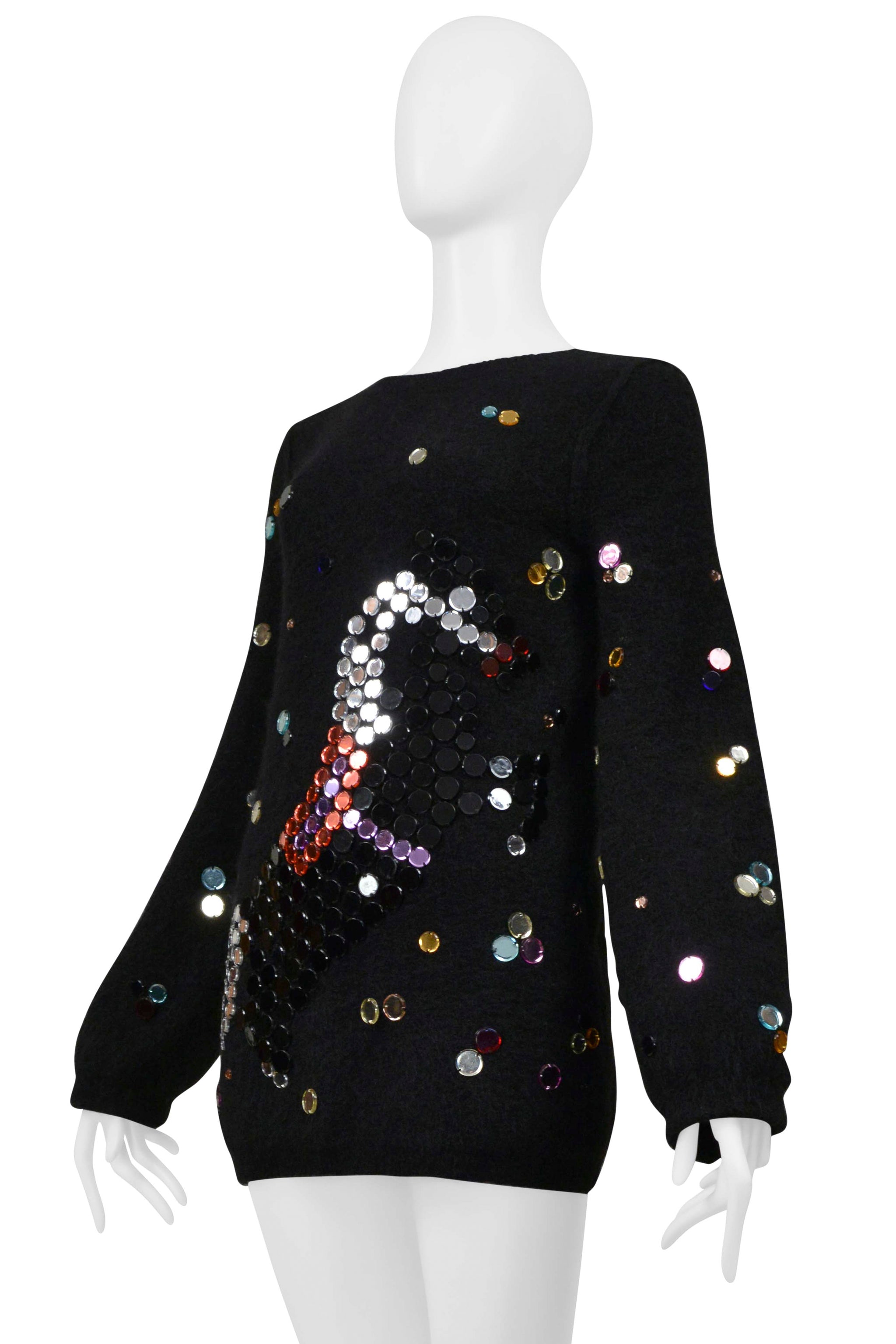 SONIA RYKIEL BLACK SWEATER WITH MIRROR MOSAIC HORSE DETAIL 2008