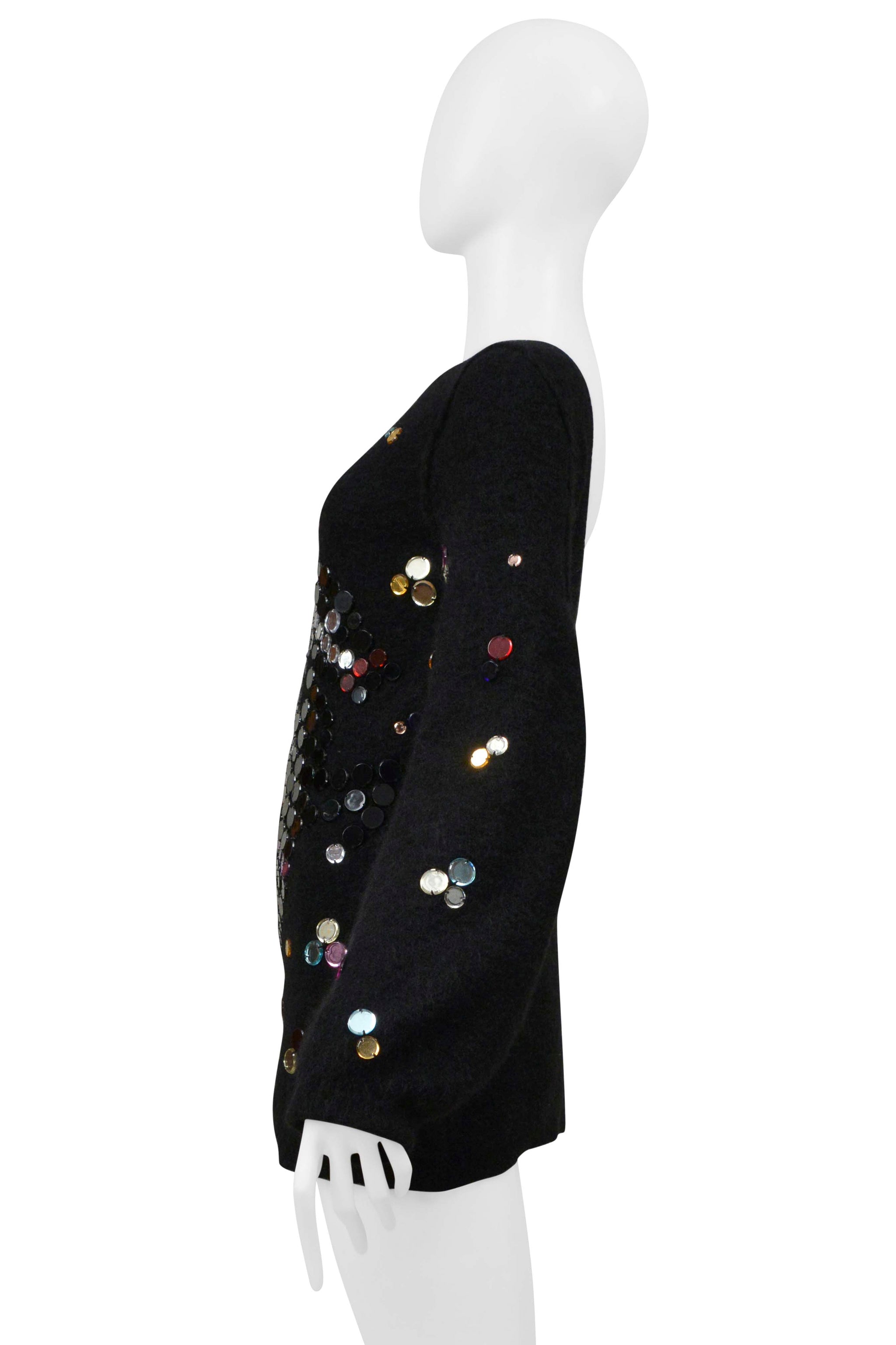 SONIA RYKIEL BLACK SWEATER WITH MIRROR MOSAIC HORSE DETAIL 2008