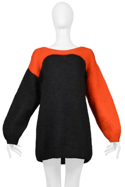 STEPHEN SPROUSE UNISEX BLACK & RED ORANGE MOHAIR SWEATER