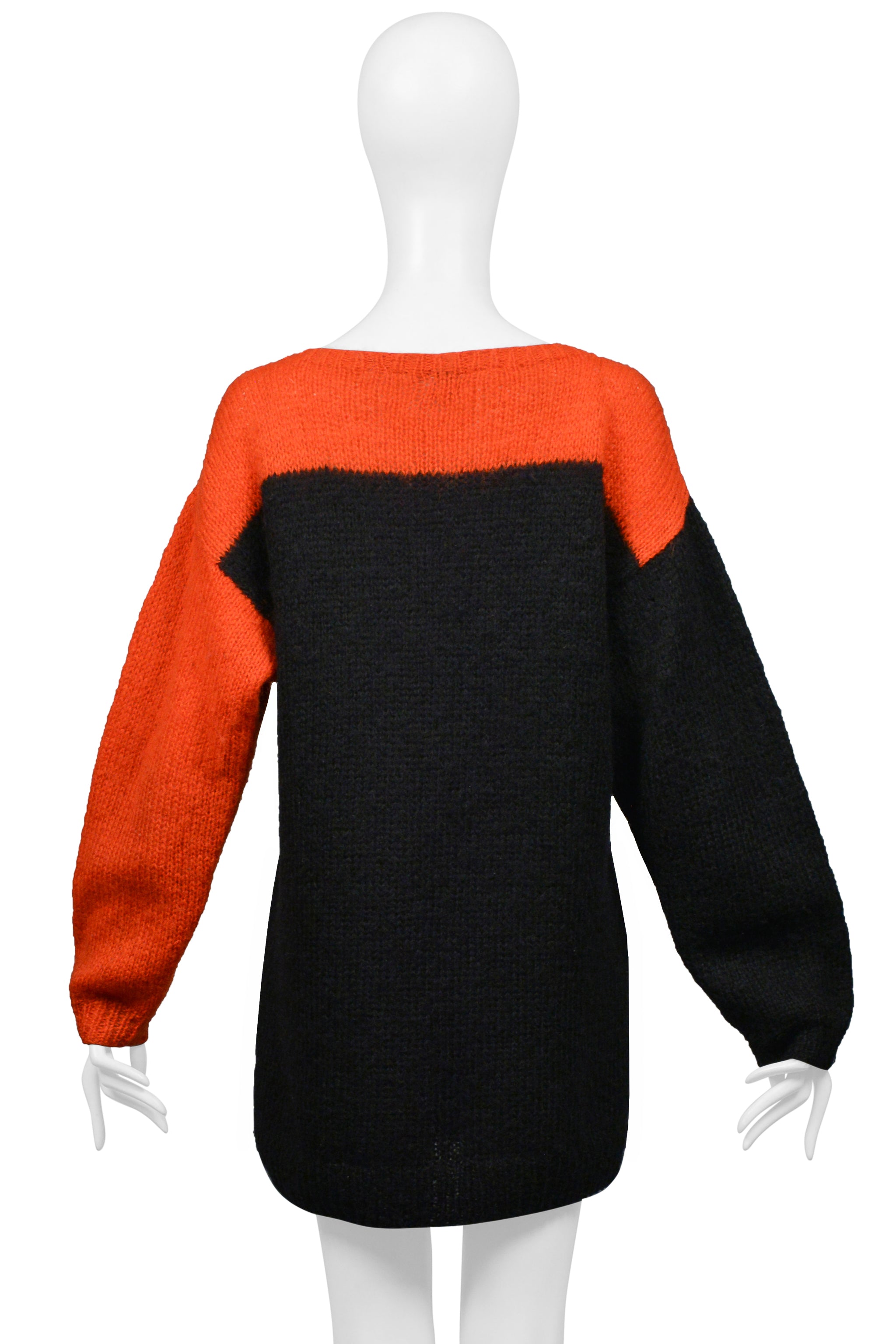 STEPHEN SPROUSE UNISEX BLACK & RED ORANGE MOHAIR SWEATER