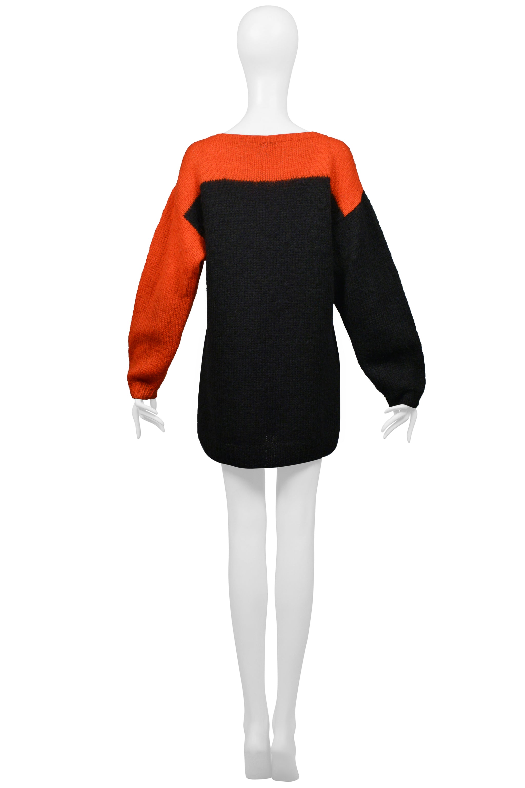 STEPHEN SPROUSE UNISEX BLACK & RED ORANGE MOHAIR SWEATER