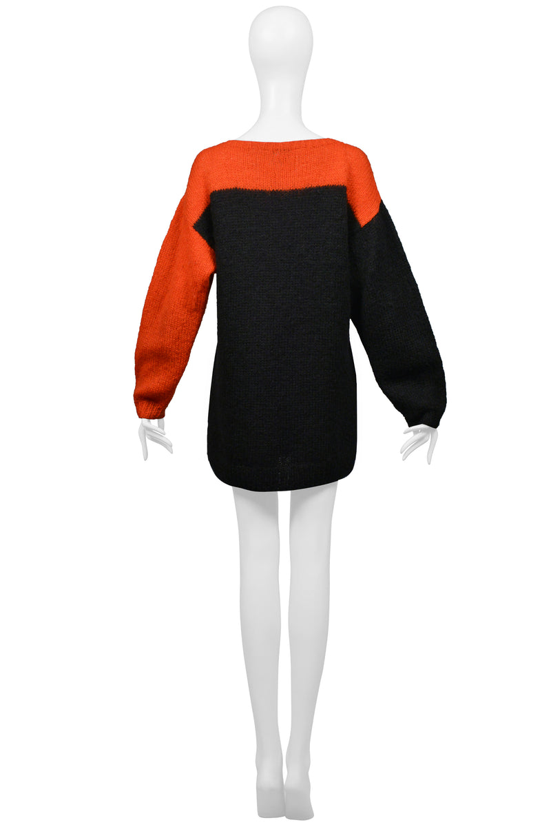 STEPHEN SPROUSE UNISEX BLACK & RED ORANGE MOHAIR SWEATER