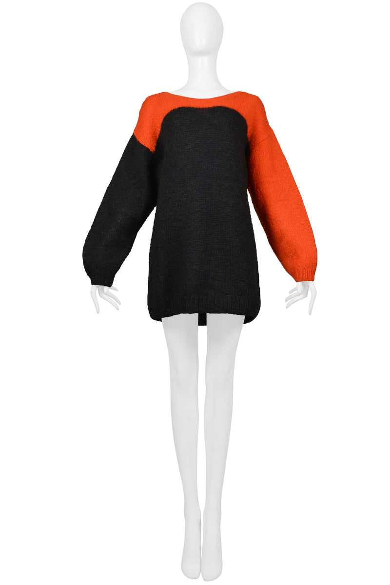 STEPHEN SPROUSE UNISEX BLACK & RED ORANGE MOHAIR SWEATER