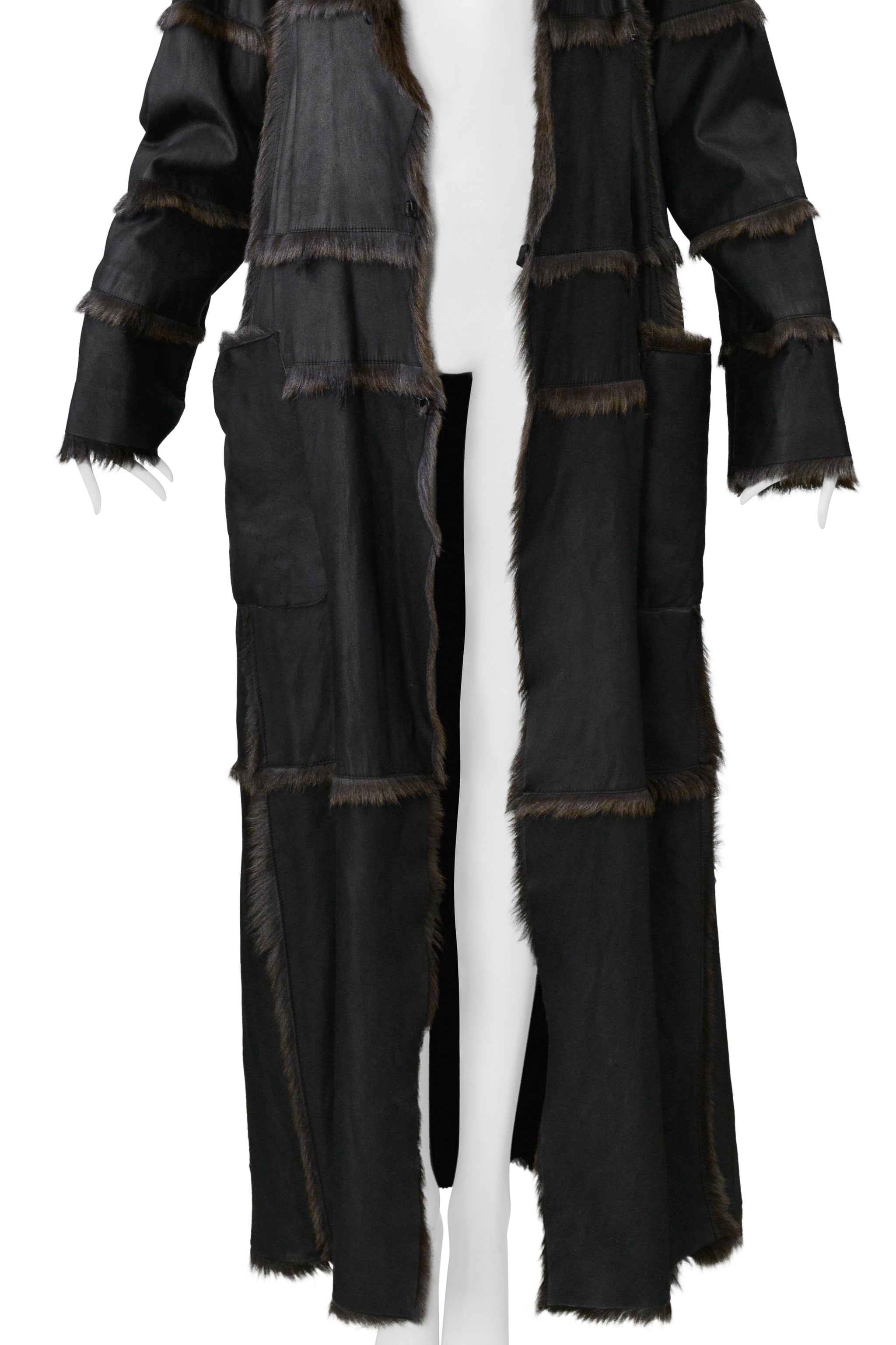 SYLVIE SHIMMEL BLACK GOATSKIN FUR MAXI COAT