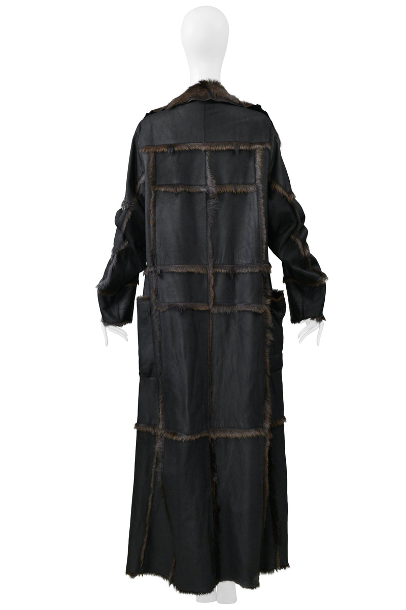 SYLVIE SHIMMEL BLACK GOATSKIN FUR MAXI COAT