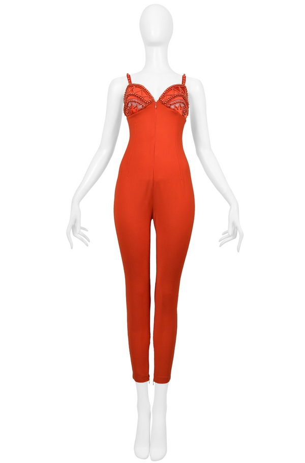 BYBLOS RED BEADED CATSUIT