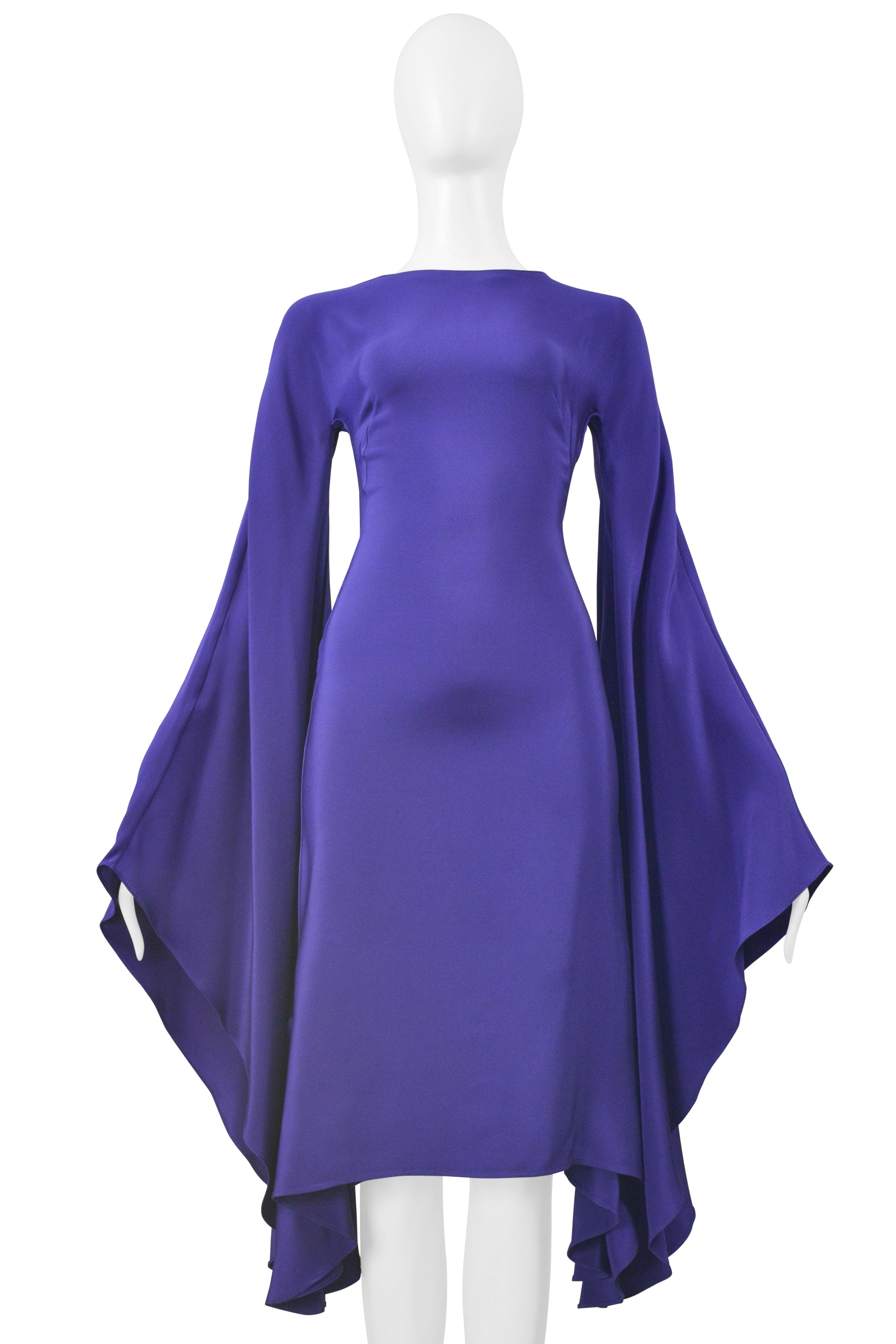 TOM FORD BLUE DRAMATIC CIRCLE SLEEVE COCKTAIL DRESS 2013