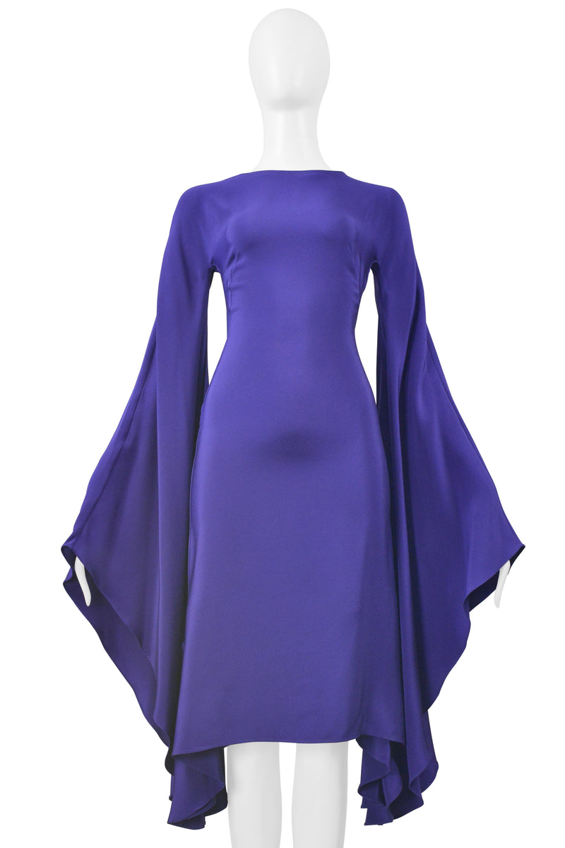 TOM FORD BLUE DRAMATIC CIRCLE SLEEVE COCKTAIL DRESS 2013