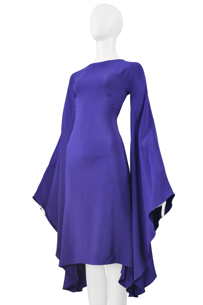 TOM FORD BLUE DRAMATIC CIRCLE SLEEVE COCKTAIL DRESS 2013