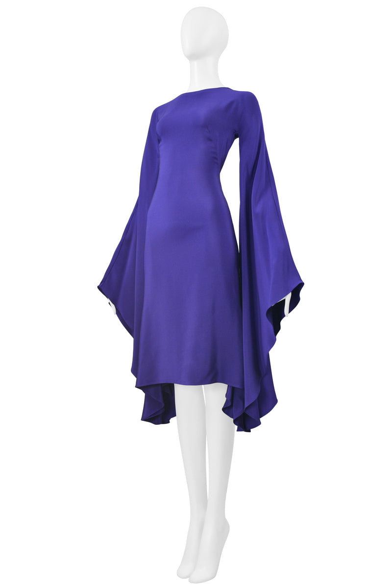 TOM FORD BLUE DRAMATIC CIRCLE SLEEVE COCKTAIL DRESS 2013