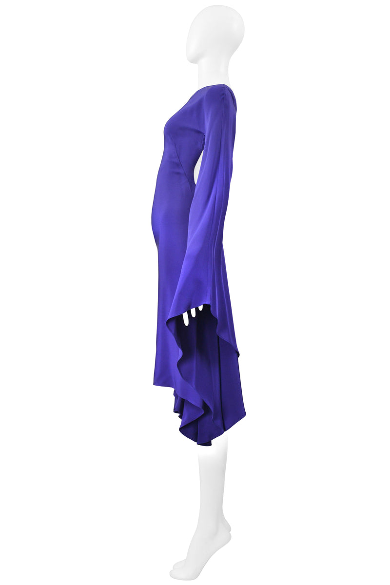 TOM FORD BLUE DRAMATIC CIRCLE SLEEVE COCKTAIL DRESS 2013