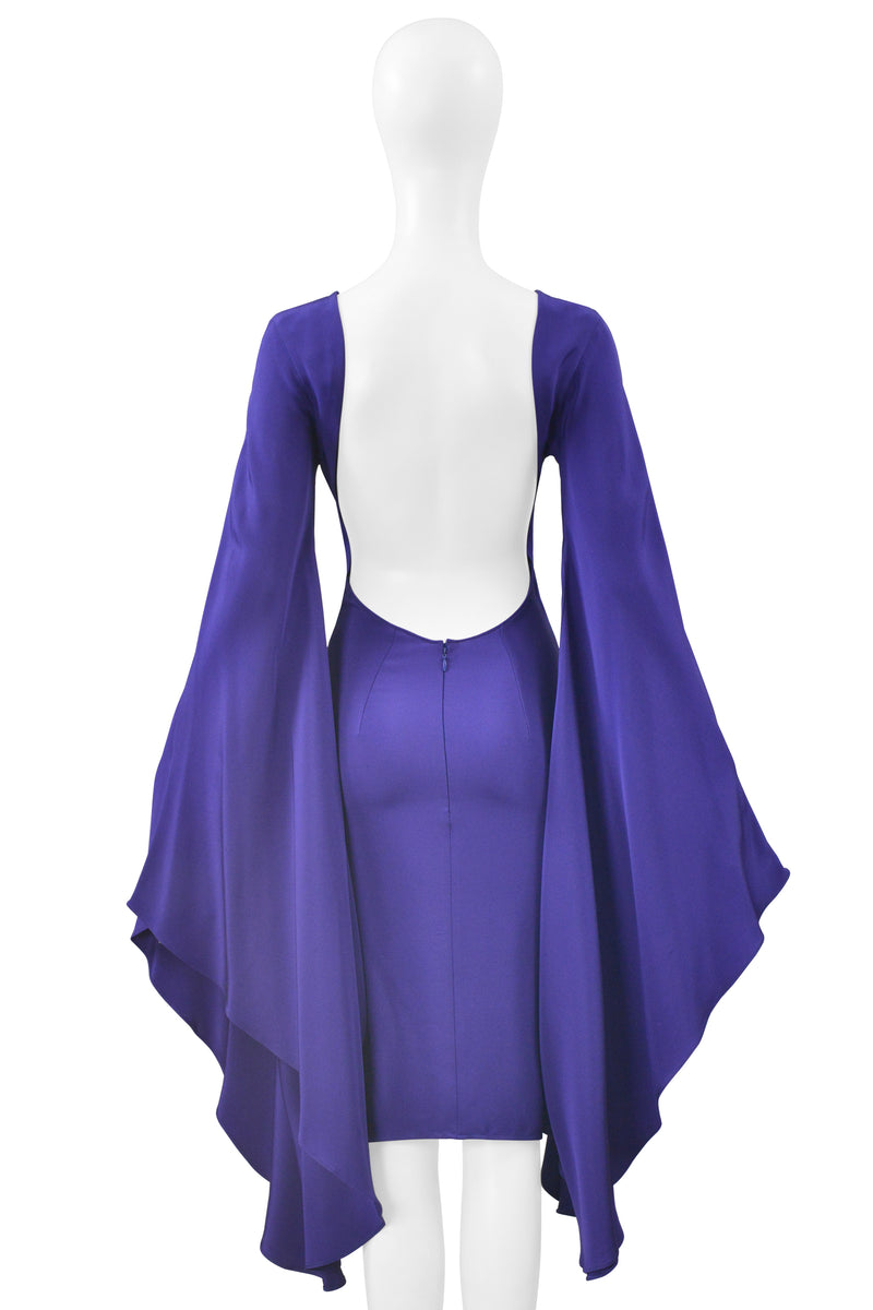 TOM FORD BLUE DRAMATIC CIRCLE SLEEVE COCKTAIL DRESS 2013