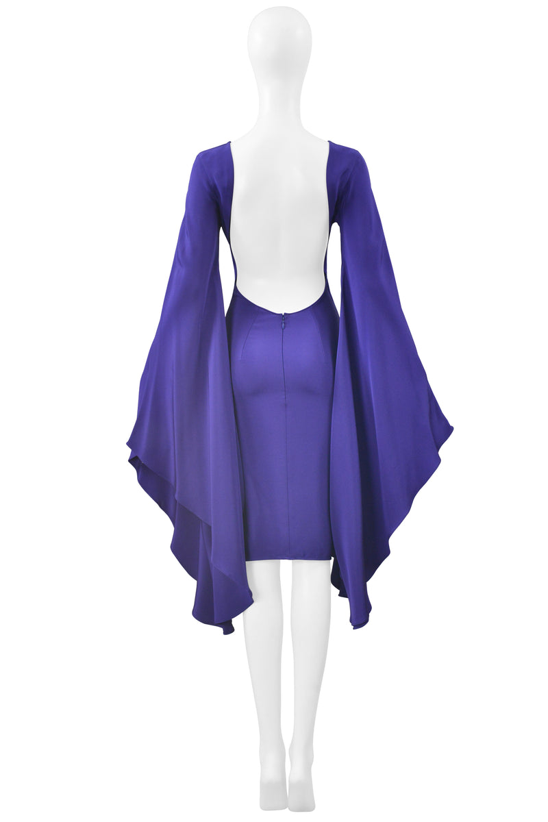 TOM FORD BLUE DRAMATIC CIRCLE SLEEVE COCKTAIL DRESS 2013