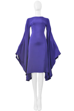 TOM FORD BLUE DRAMATIC CIRCLE SLEEVE COCKTAIL DRESS 2013