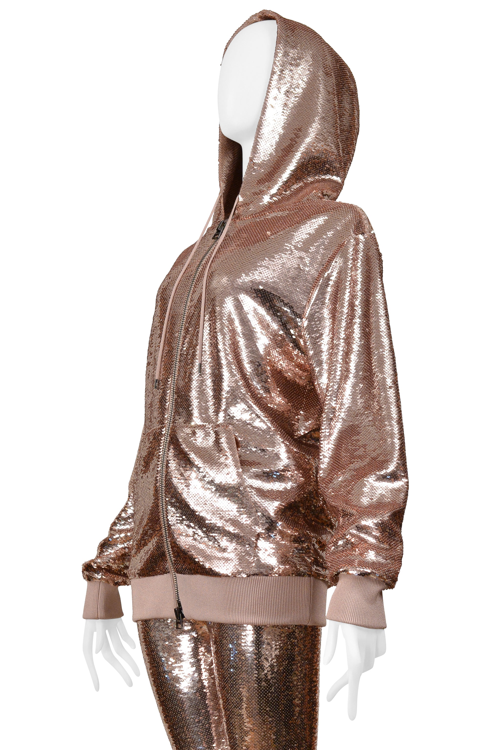 TOM FORD ROSE GOLD SEQUIN JOGGER JACKET 2018