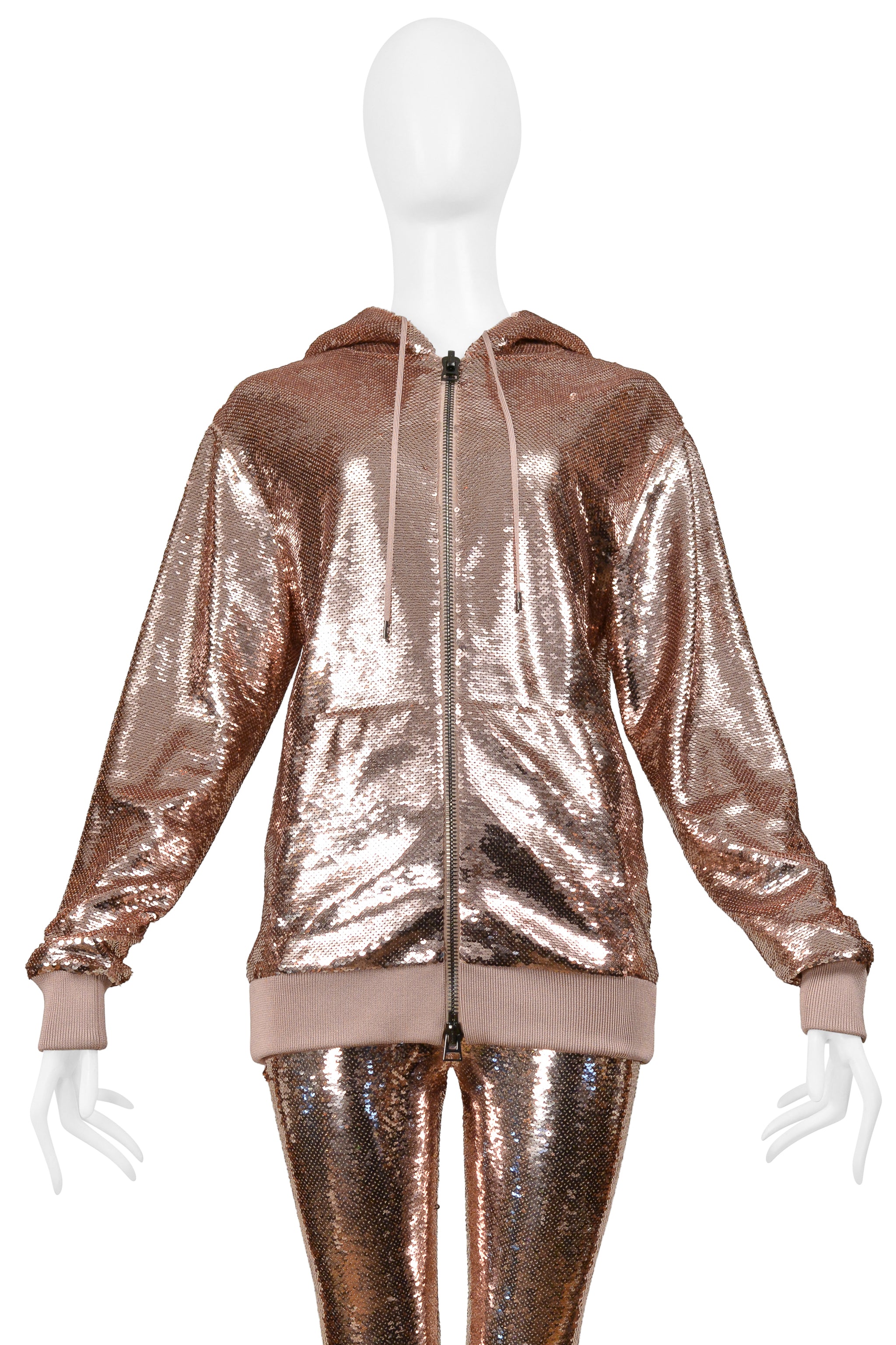 TOM FORD ROSE GOLD SEQUIN JOGGER JACKET 2018