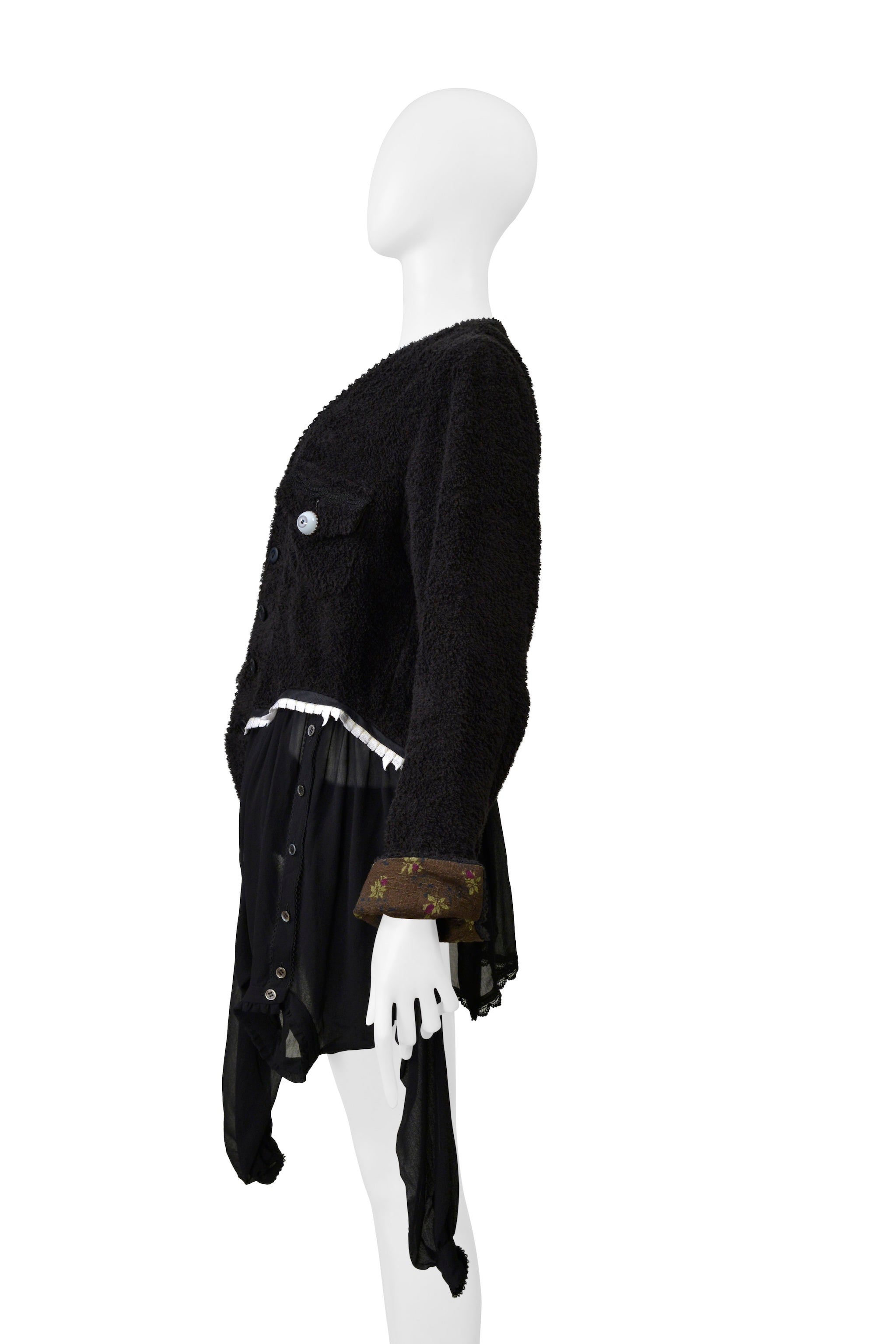 UNDERCOVER BLACK TERRY CLOTH JACKET WITH EYEBALL BUTTONS 2005