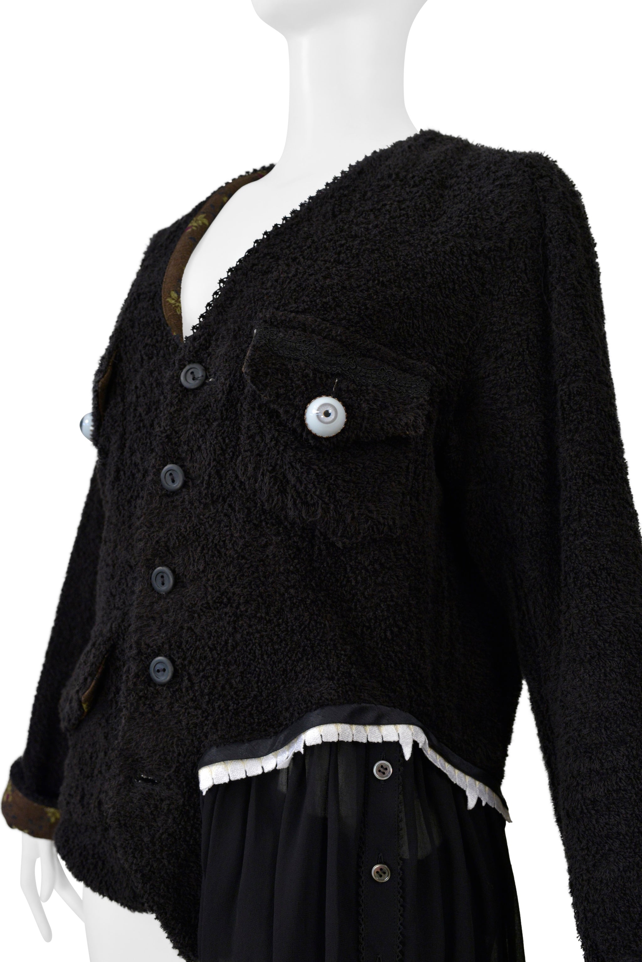 UNDERCOVER BLACK TERRY CLOTH JACKET WITH EYEBALL BUTTONS 2005