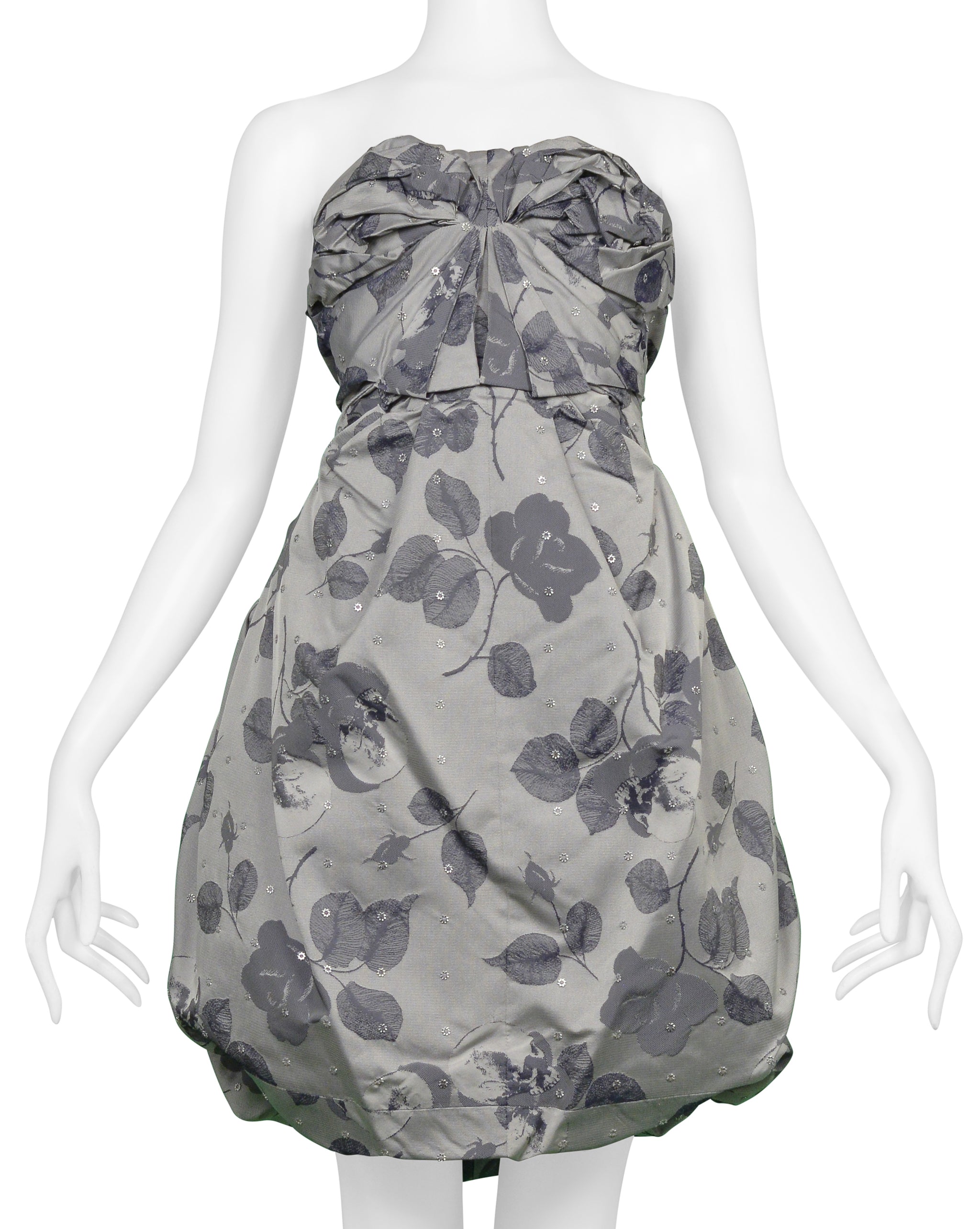 UNDERCOVER GREY FLORAL PRINT GATHERED DRESS SS2008