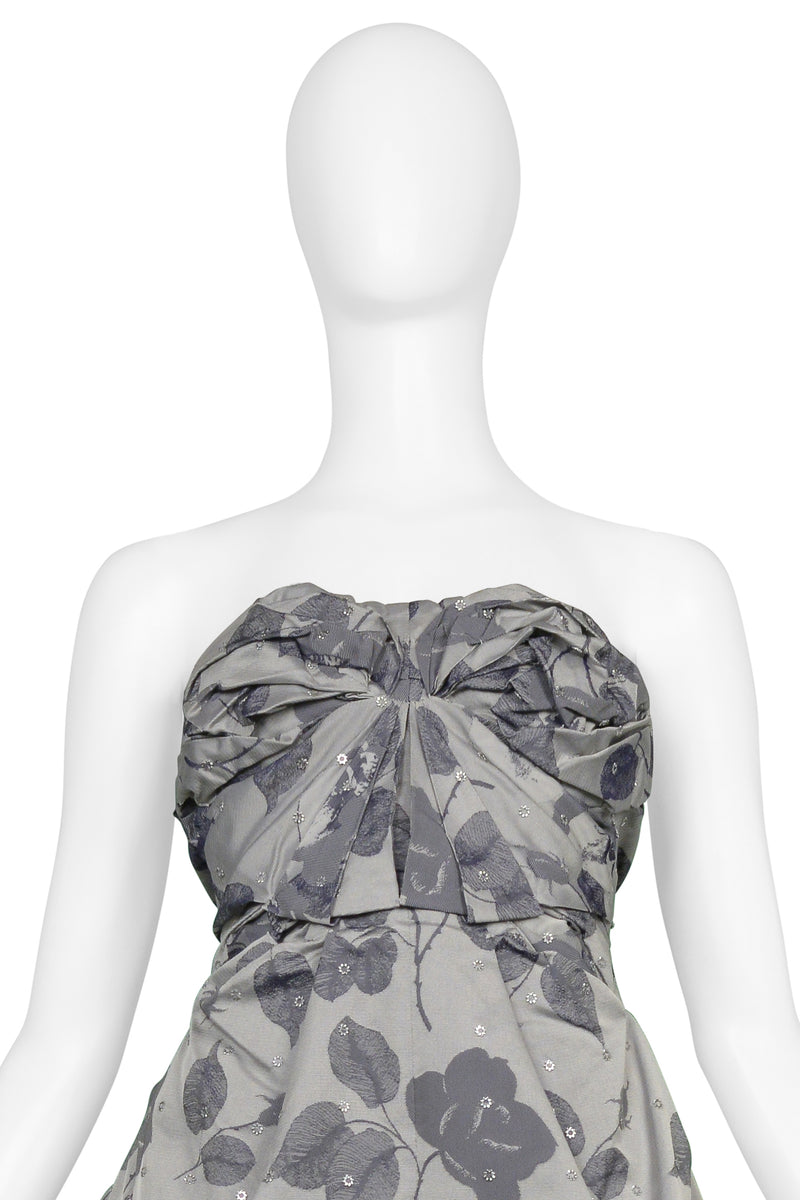 UNDERCOVER GREY FLORAL PRINT GATHERED DRESS SS2008