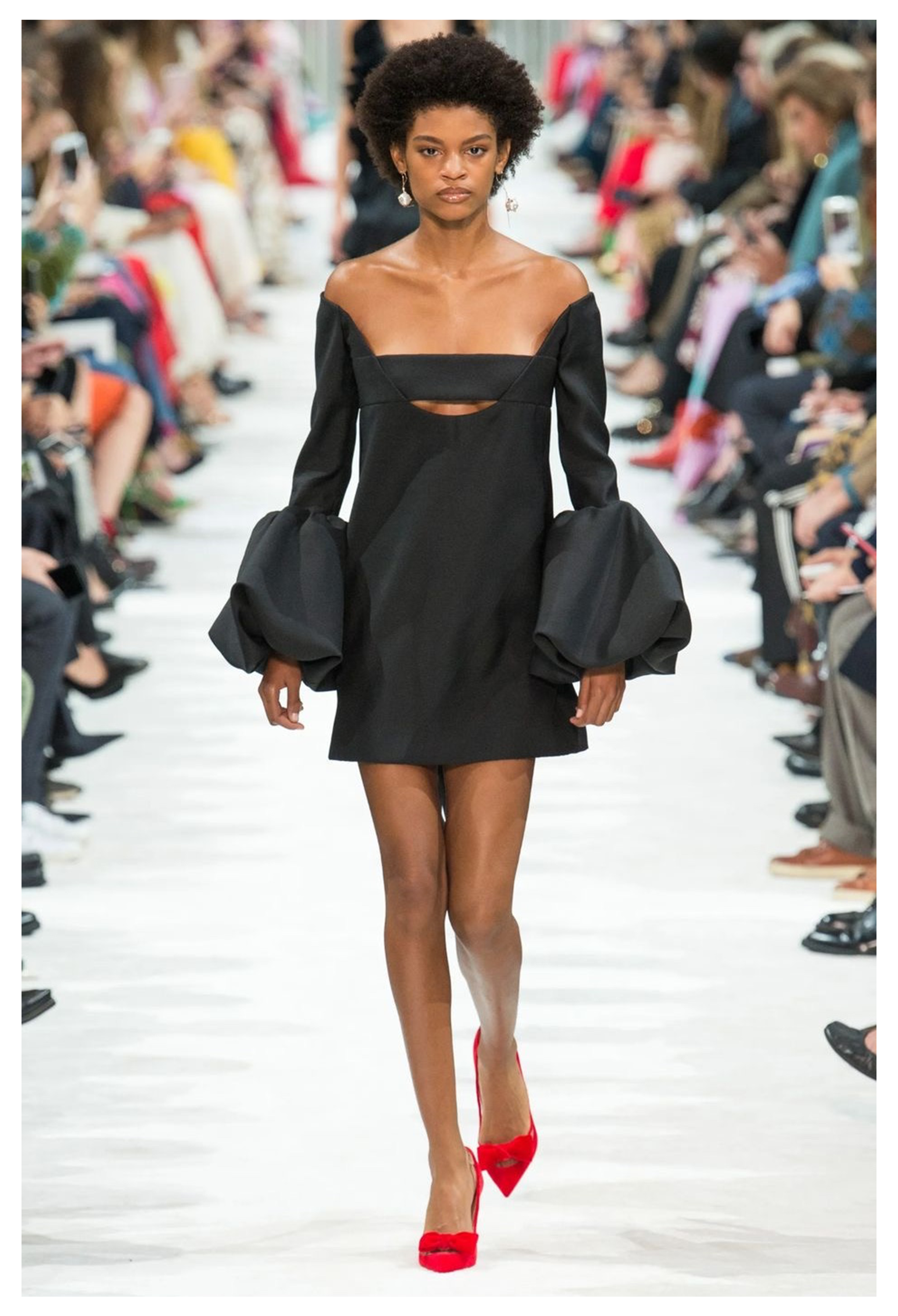 VALENTINO BLACK COCKTAIL DRESS WITH POUF SLEEVES 2018
