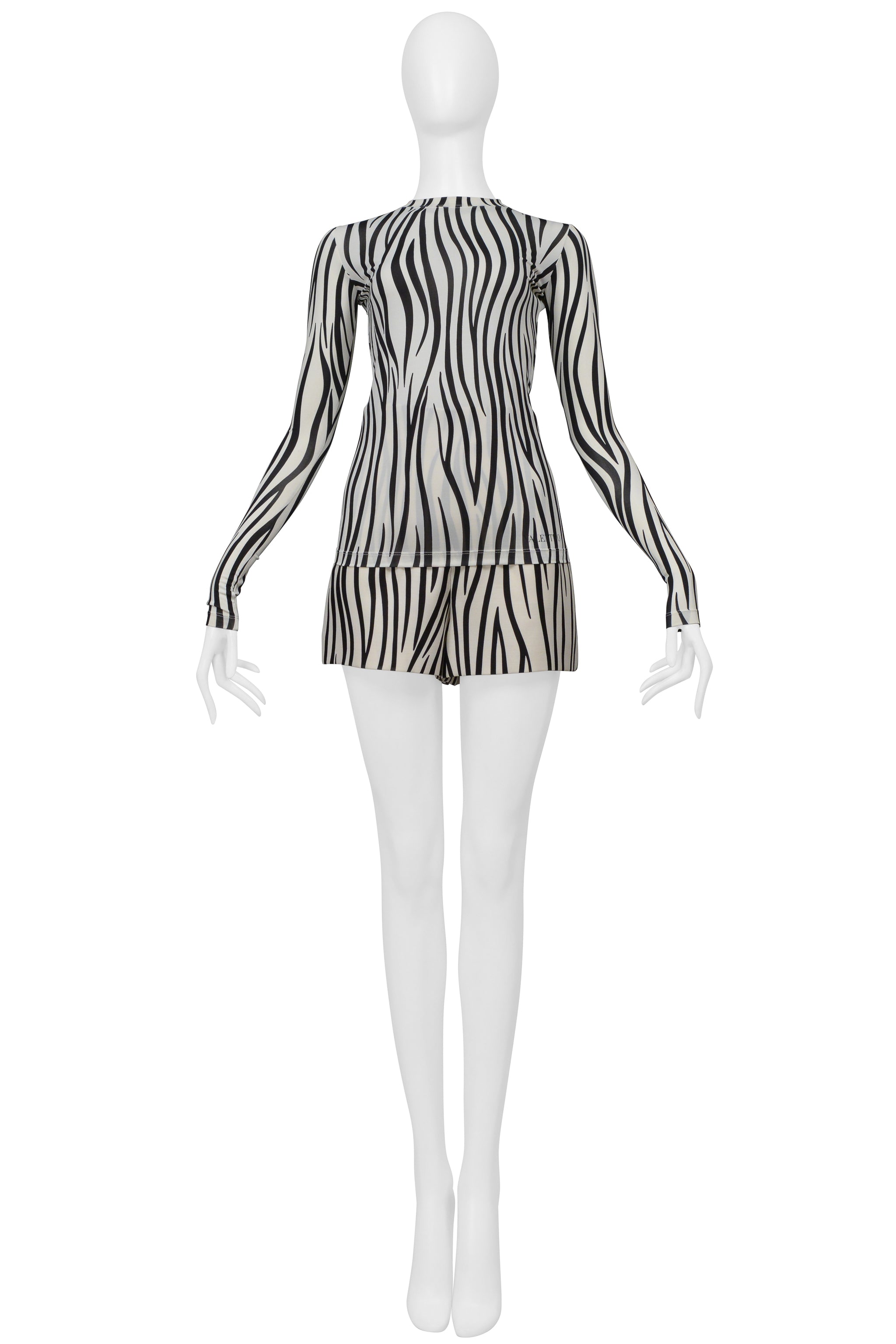 VALENTINO BLACK AND WHITE ZEBRA STRIPED SHORT SET