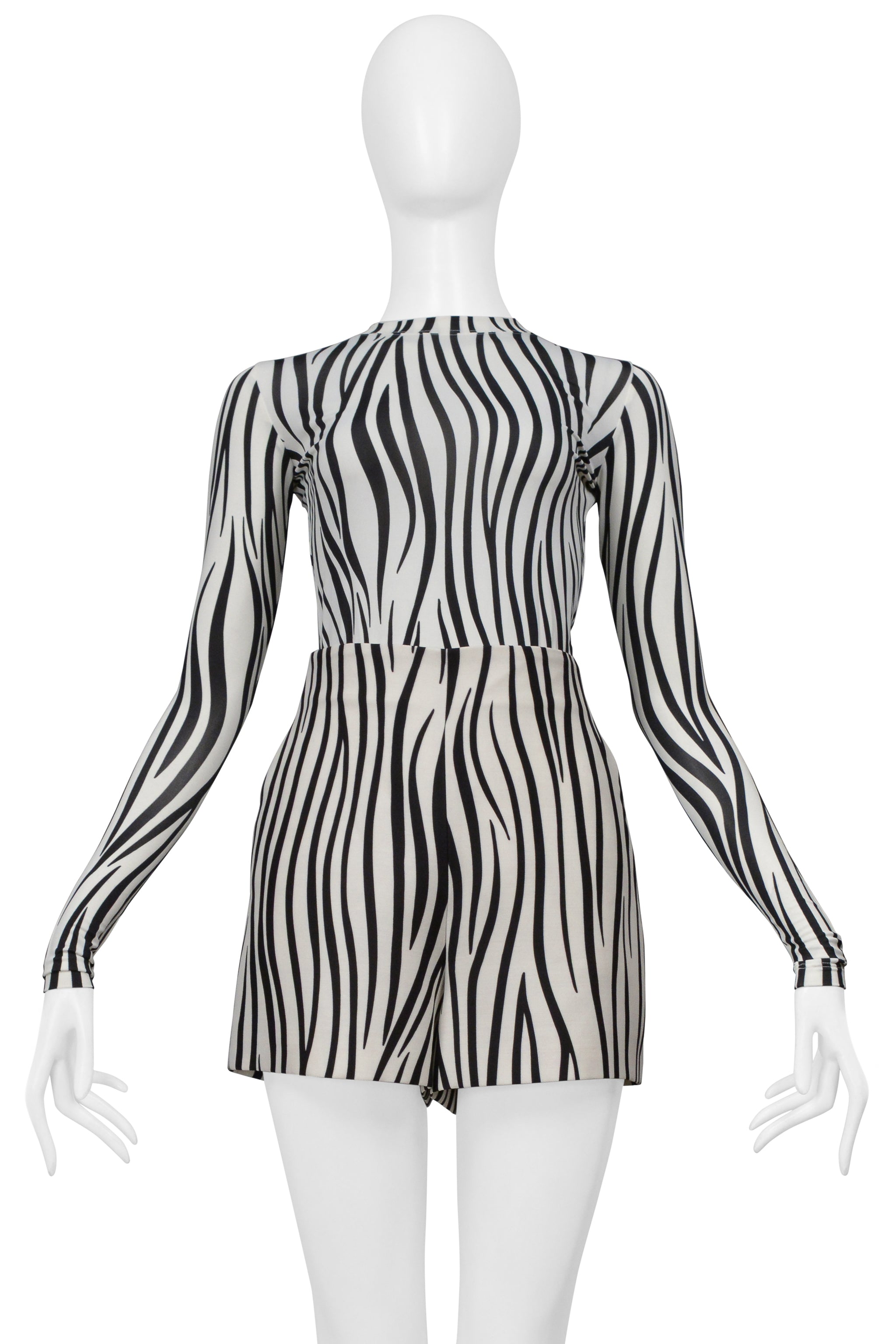 VALENTINO BLACK AND WHITE ZEBRA STRIPED SHORT SET