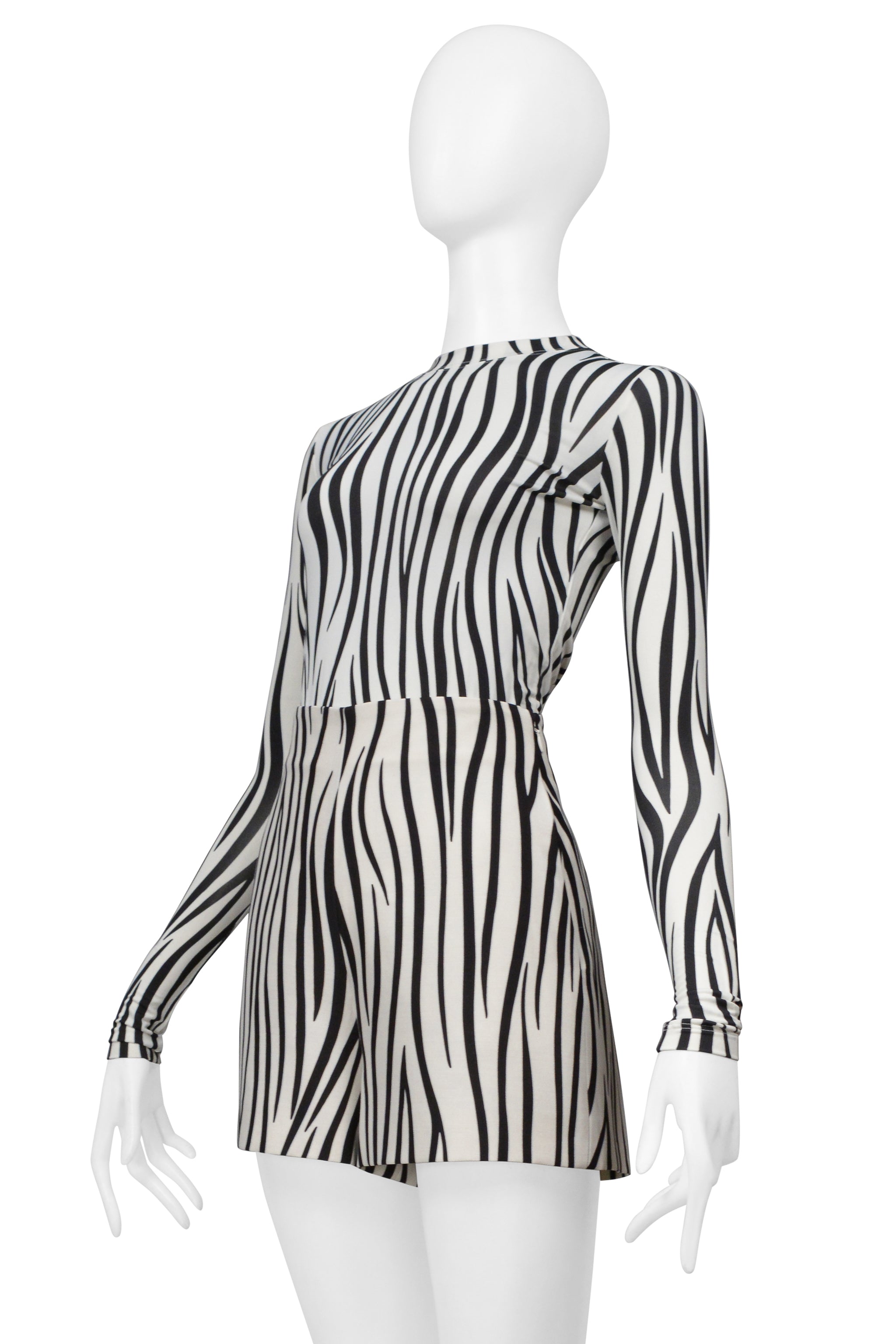 VALENTINO BLACK AND WHITE ZEBRA STRIPED SHORT SET