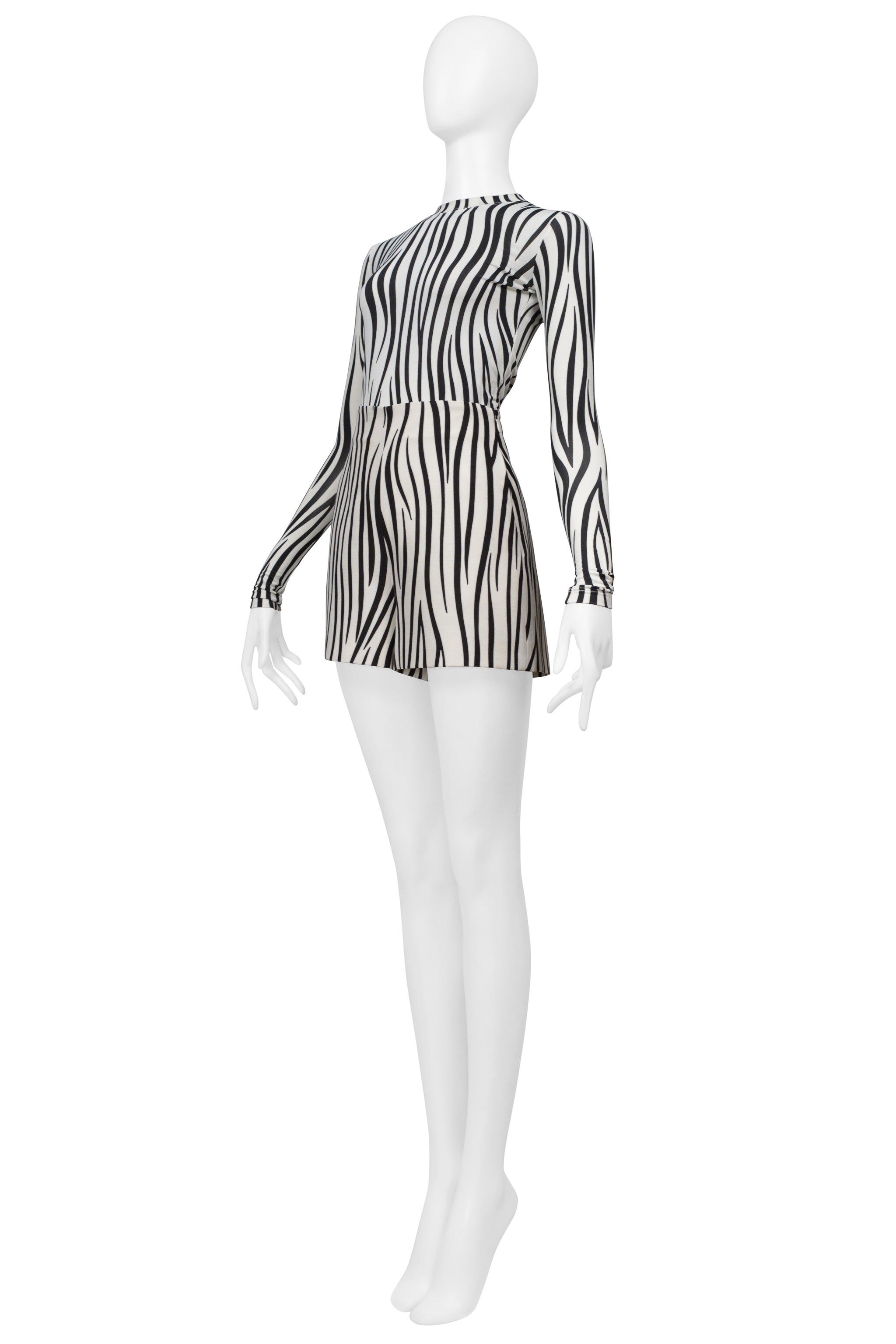 VALENTINO BLACK AND WHITE ZEBRA STRIPED SHORT SET