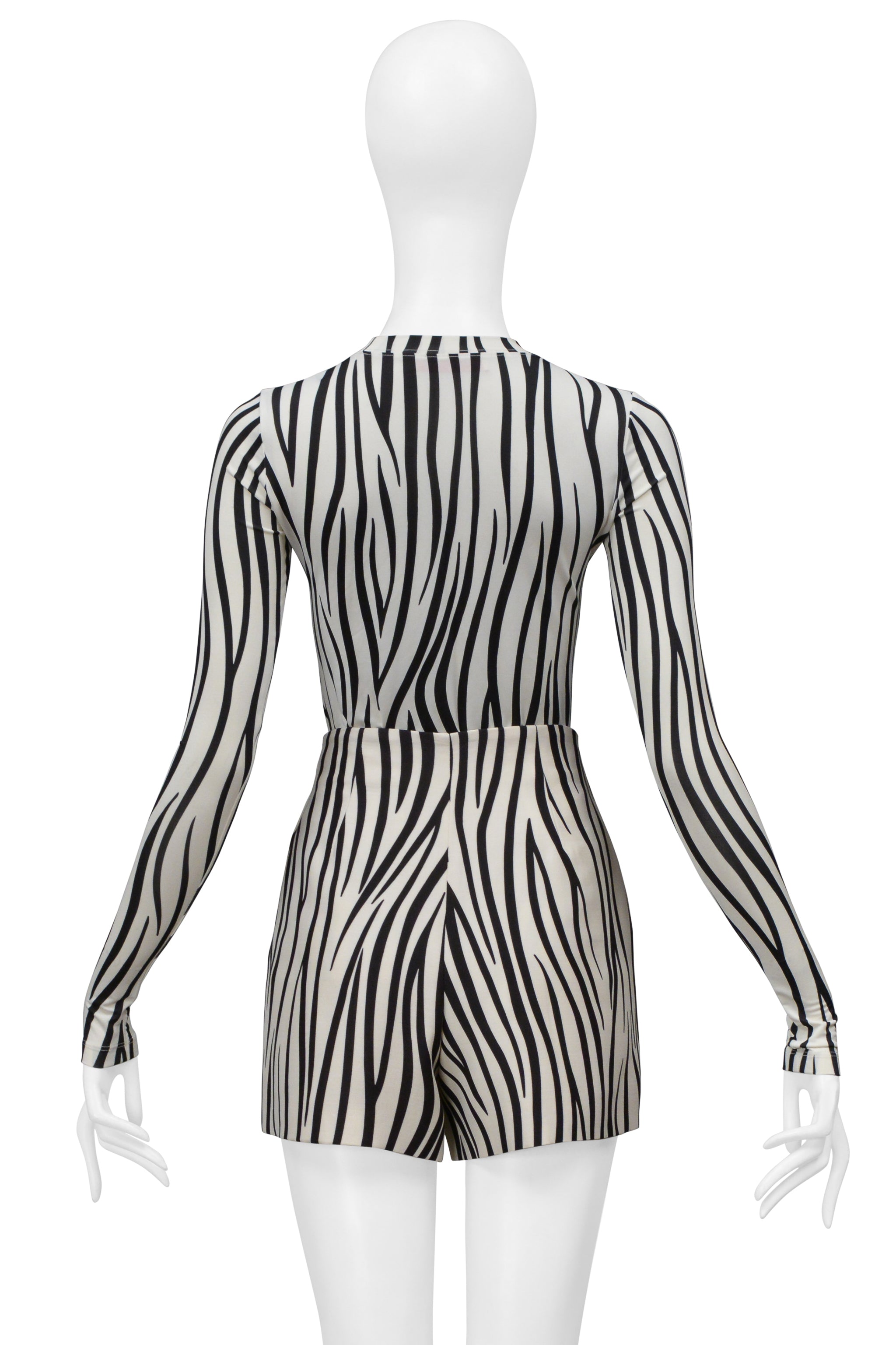 VALENTINO BLACK AND WHITE ZEBRA STRIPED SHORT SET