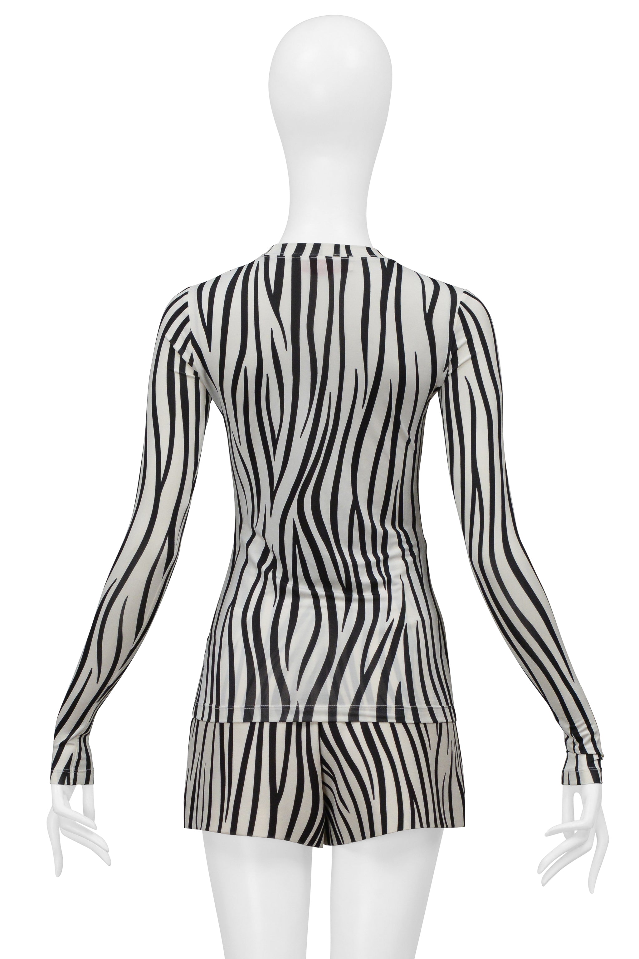 VALENTINO BLACK AND WHITE ZEBRA STRIPED SHORT SET