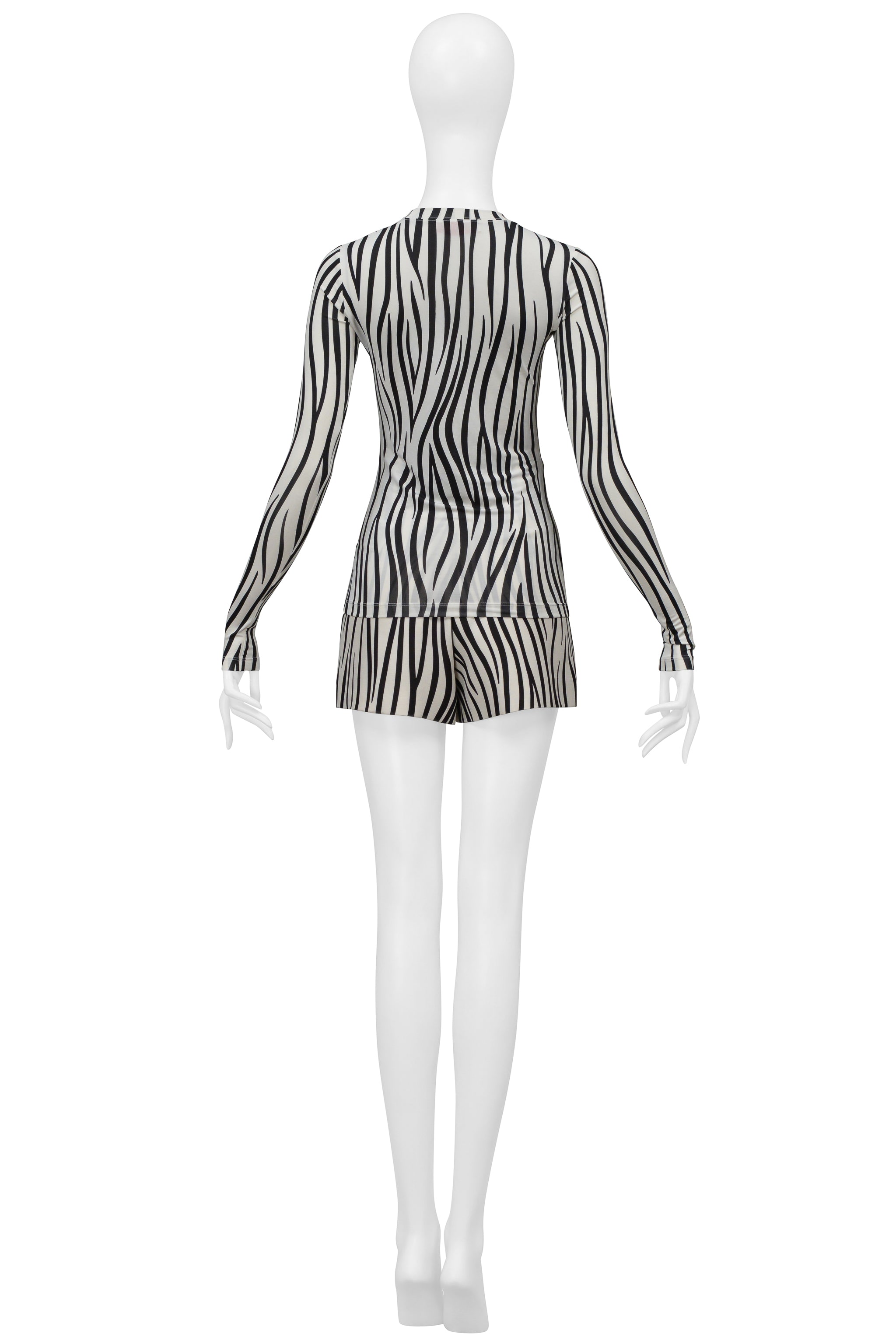 VALENTINO BLACK AND WHITE ZEBRA STRIPED SHORT SET