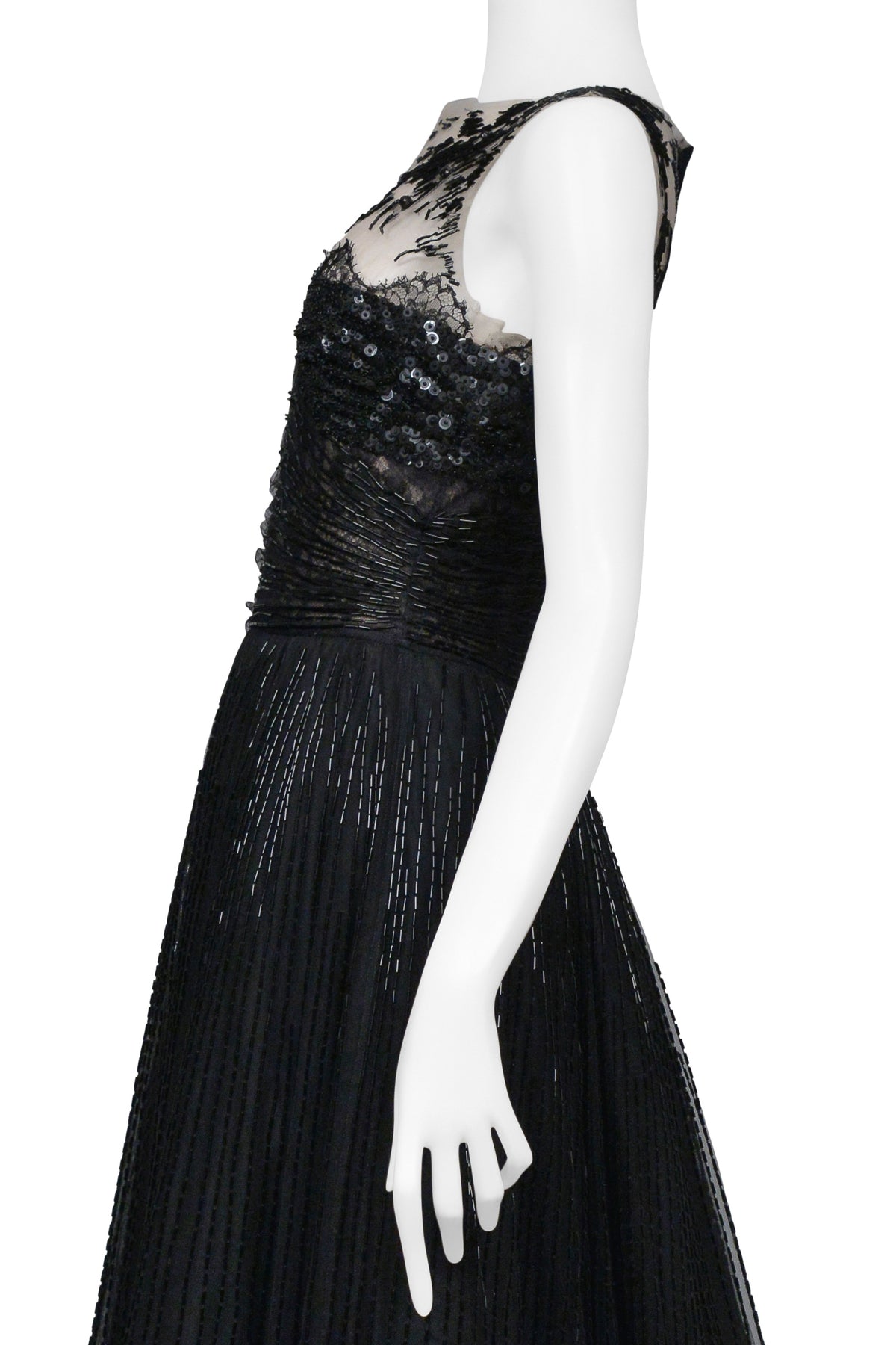VALENTINO BLACK AND TULLE GOWN WITH INTRICATE BEADING CIR. 2009