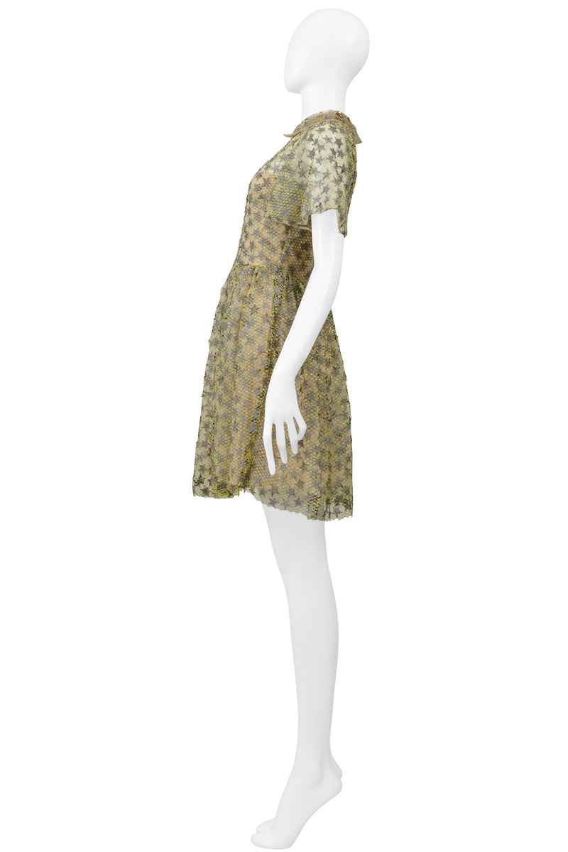 VALENTINO PALE YELLOW & SILVER STAR LACE BALLET DRESS