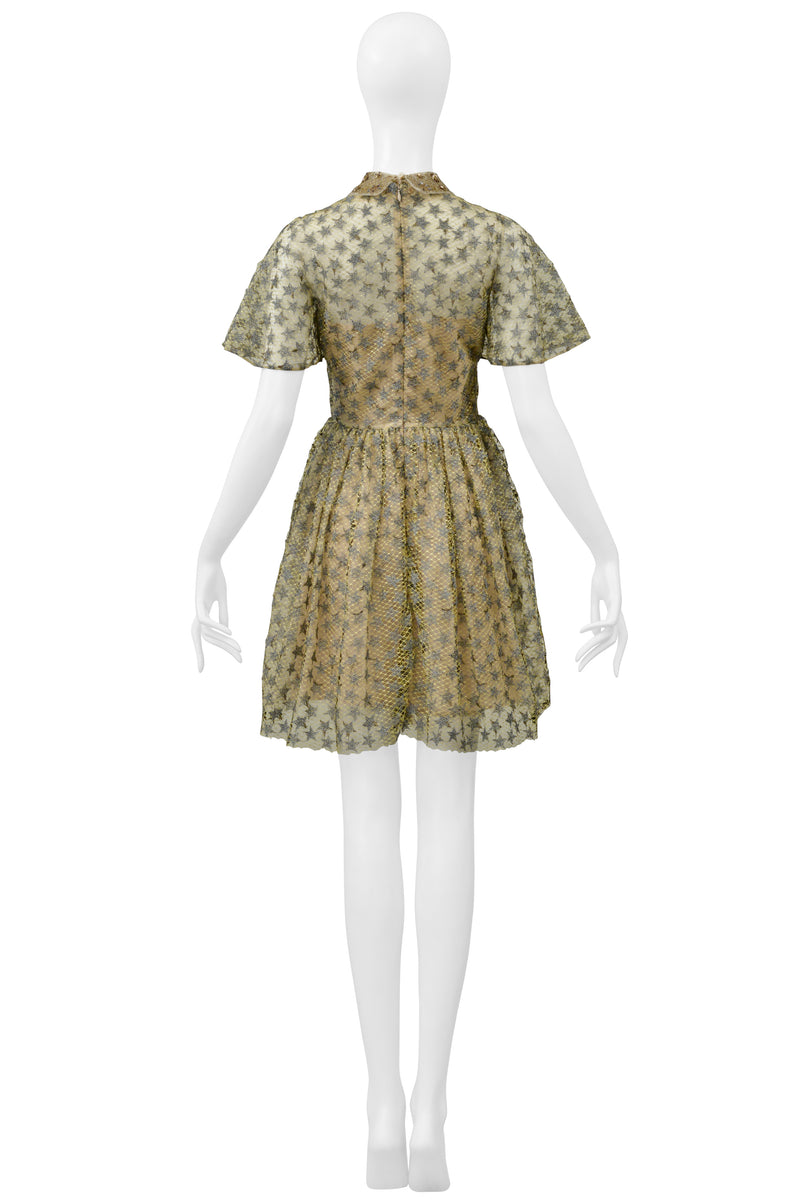 VALENTINO PALE YELLOW & SILVER STAR LACE BALLET DRESS