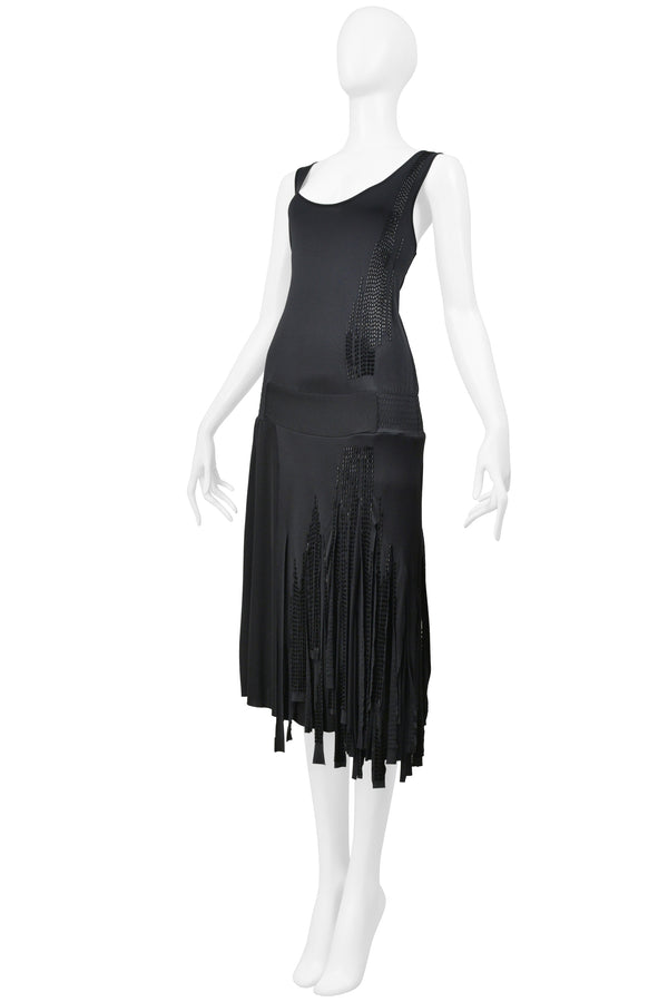 VERONIQUE BRANQUINHO BLACK TANK DRESS WITH BEADING 2007