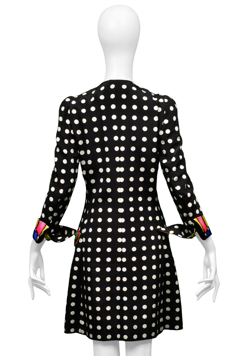 VERSACE BLACK & WHITE DOT COAT WITH FANCY CUFFS 1991