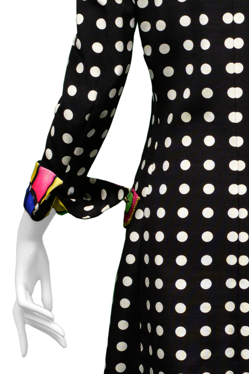 VERSACE BLACK & WHITE DOT COAT WITH FANCY CUFFS 1991
