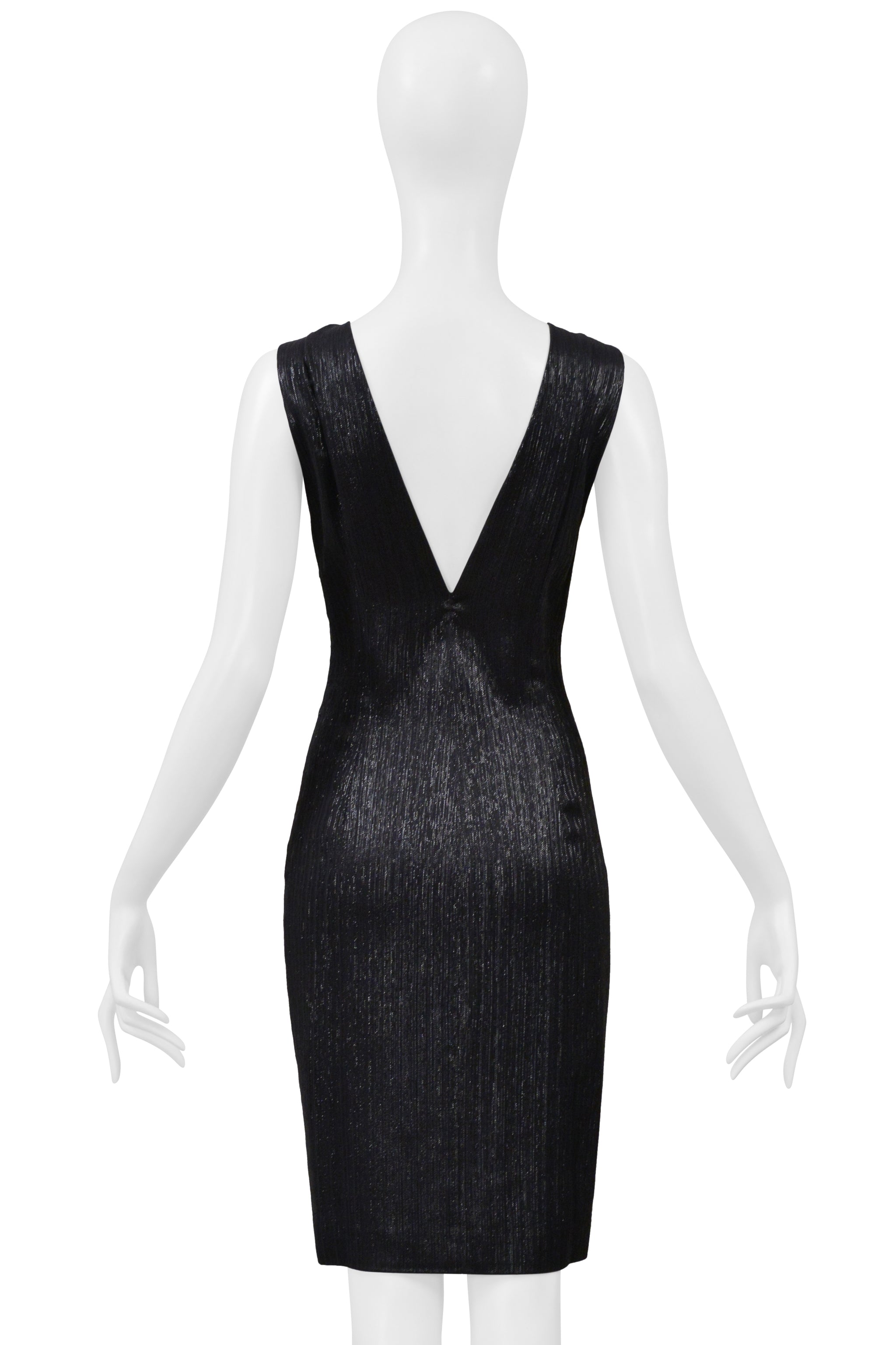 VERSACE BLACK METALLIC DRESS WITH HARDWARE 2001